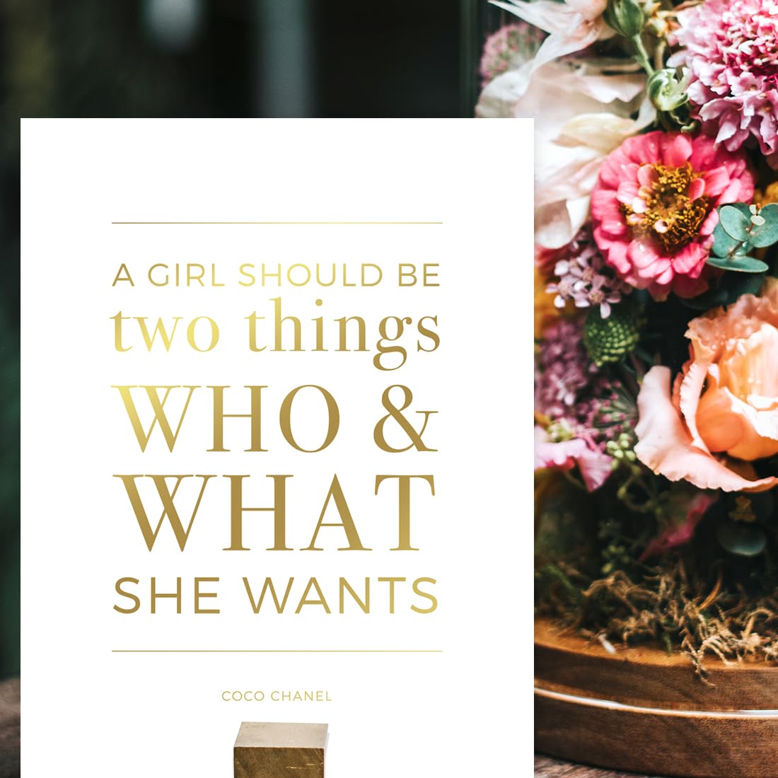Andaz Press Women'S Wall Art Collection, 8.5X11-Inch, Metallic Gold Ink, A Girl Should Be Two Things: Who And What She Wants, Co