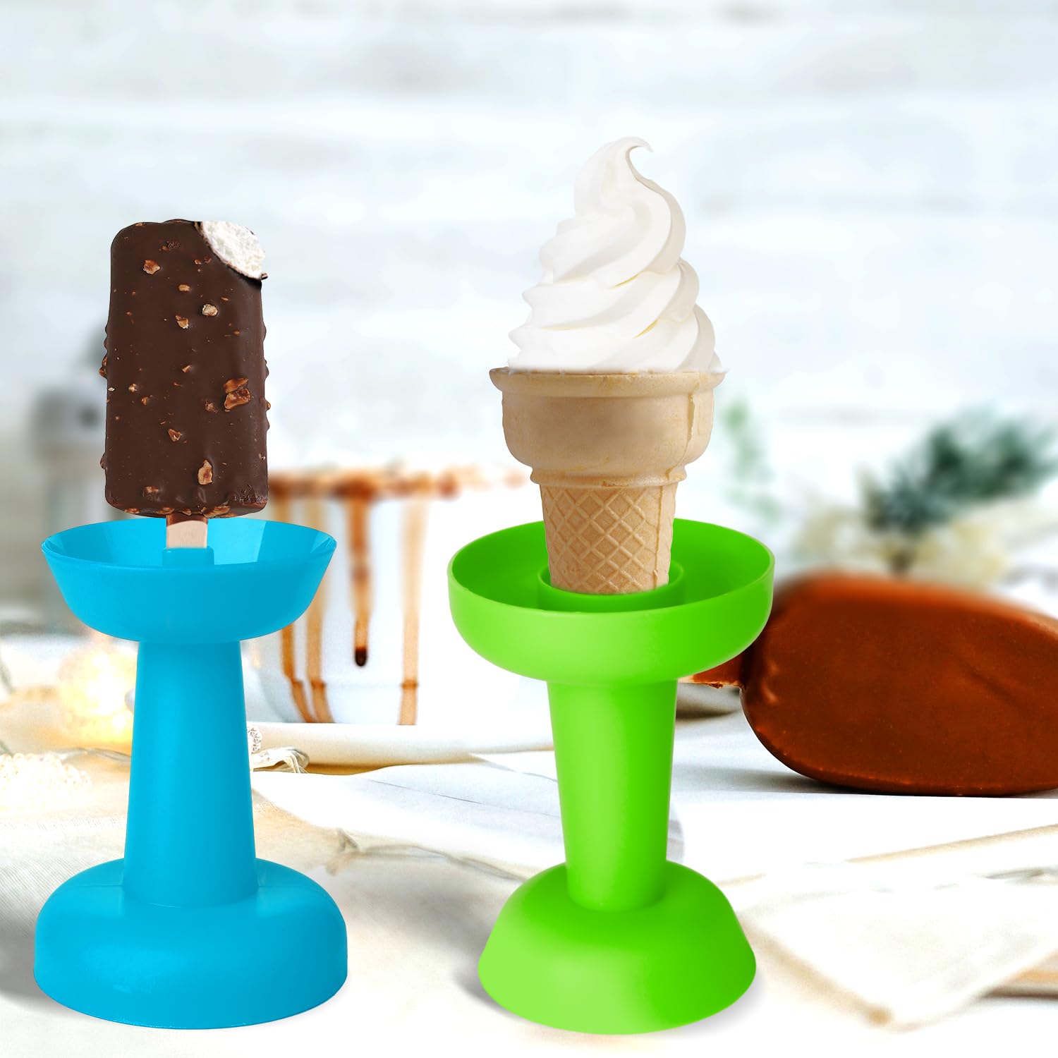 2Pcs Drip Free Popsicle Holder, Reusable No Drip Popsicle Holder For Kids No Freeze Ice Popsicle Holders Washable Ice Cream Cone