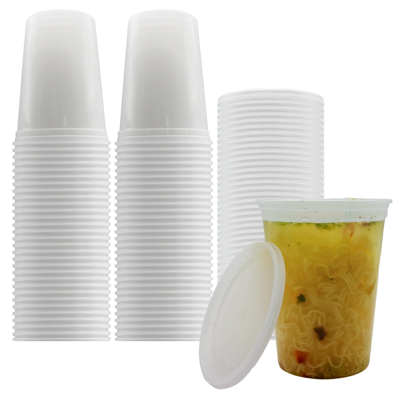 Easytrip [60 Pack] 32Oz Deli Containers With Lids,Food Storage Container With Airtight LidPlastic Soup Containers With Lids Meal
