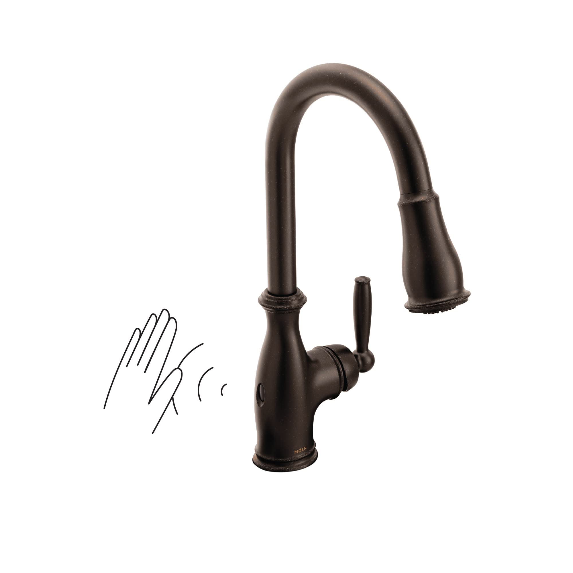 Moen Brantford Oil Rubbed Bronze Motionsense Wave Touchless One-Handle Pulldown Kitchen Faucet Wit Sprayer Featuring Reflex Dock