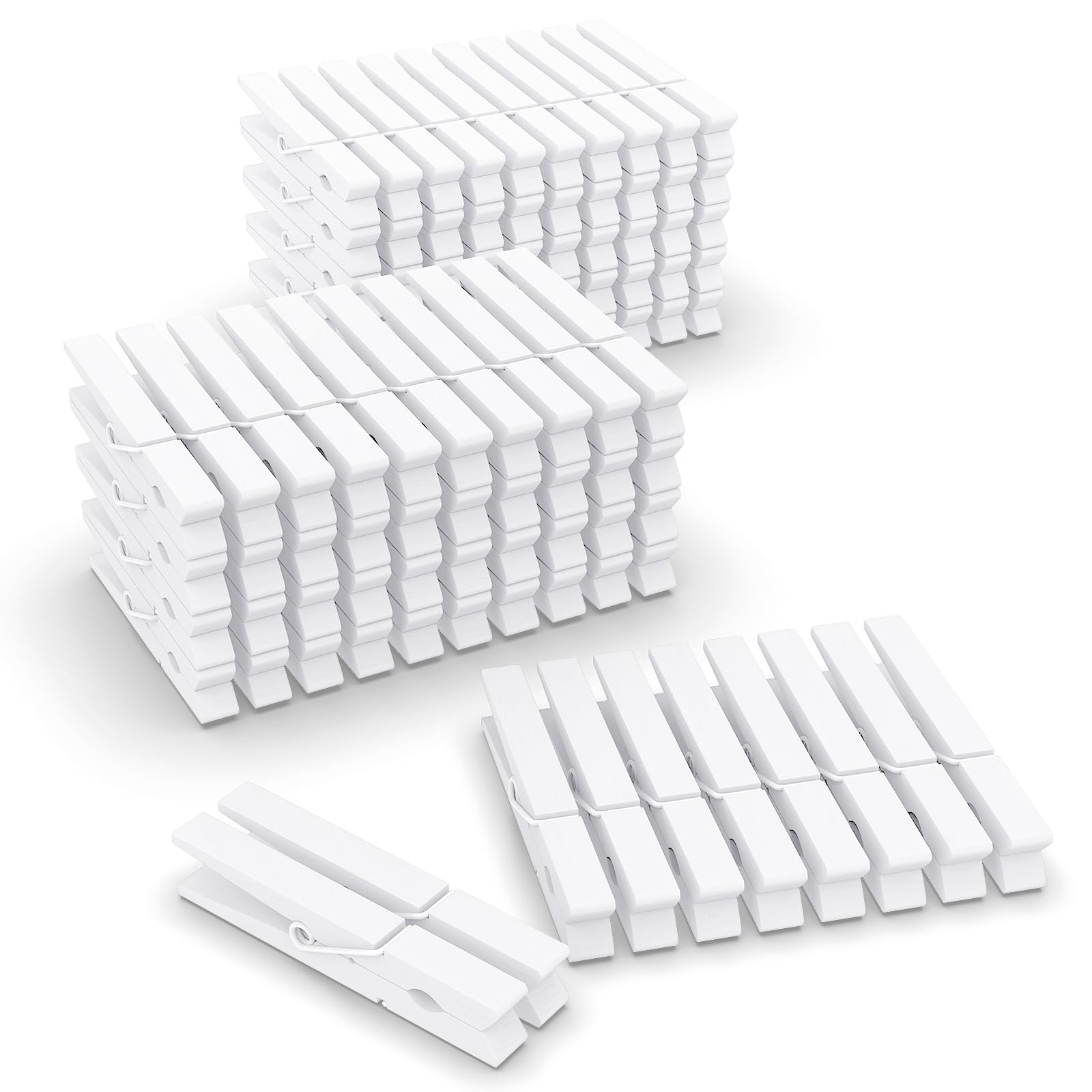 100 Pack Clothes Pins Wooden, White Clothespins Wood, Clothing Pins Clips For Craft Art Clothes Pictures, Colorful Clothespins H