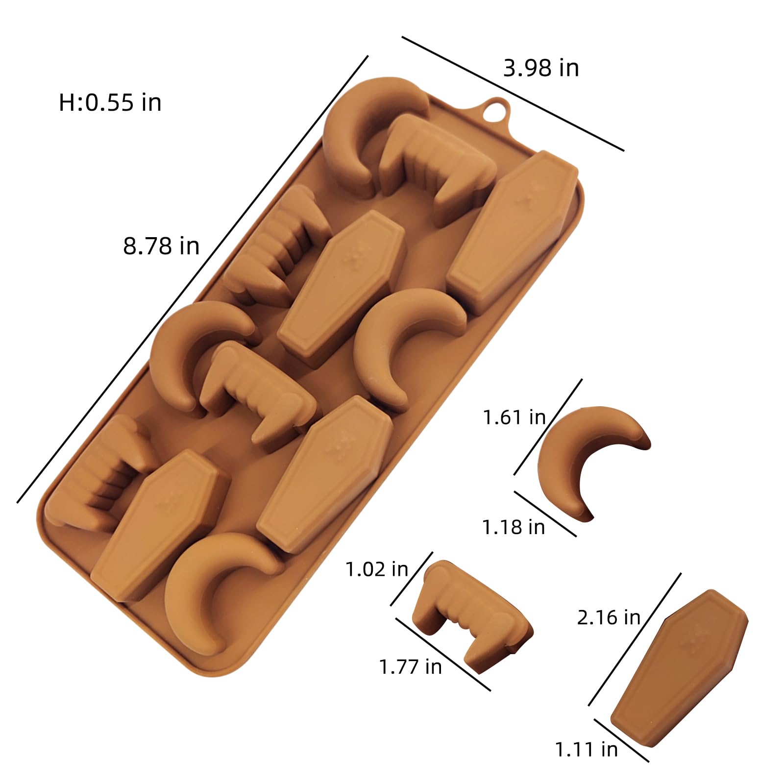 Eduee Silicone Chocolate Molds Halloween Candy Molds Vampire Teeth Rip Gravestone Moon Shape Ice Cube Molds Set Of 2