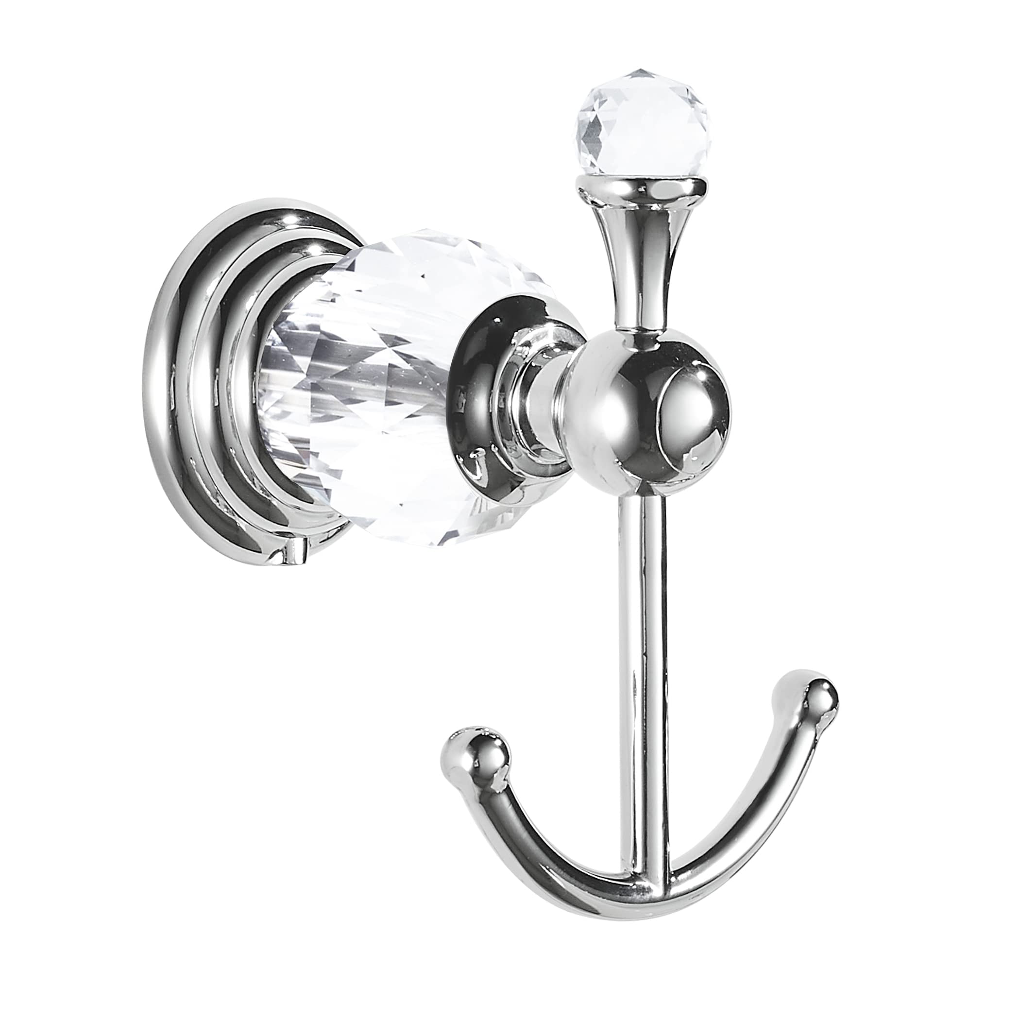 Wincase Crystal Towel Hook Chrome, Bath Robe Hook, Silver Bathroom Wall Hooks Double For Coats Wall Mounted Modern Style