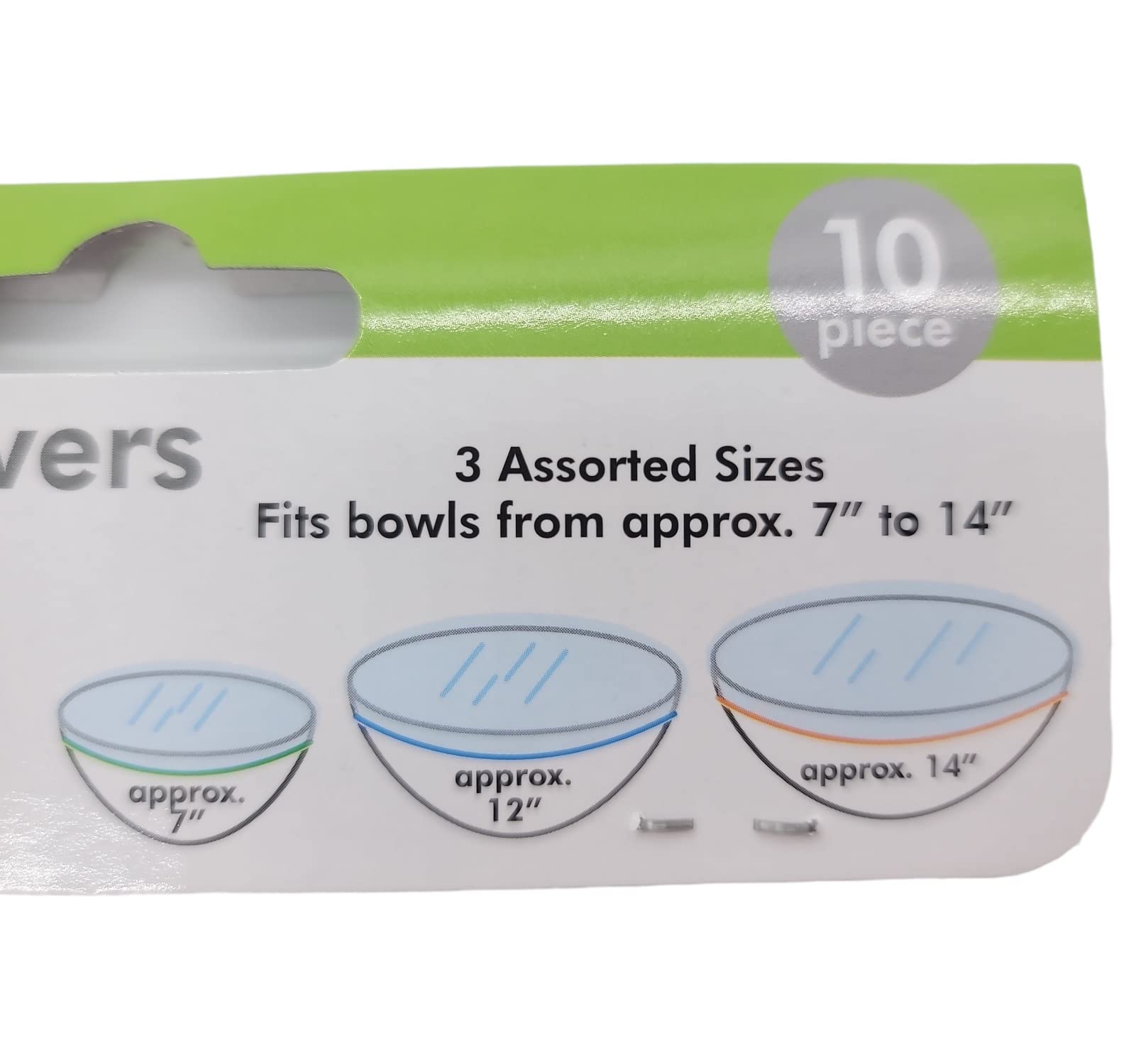 Handy Housewares 10-Piece Reusable Fitted Elastic Food Bowl Cover Set - Includes 3 Sizes Fitting From 7'' To 14'' Bowls (1 Set)