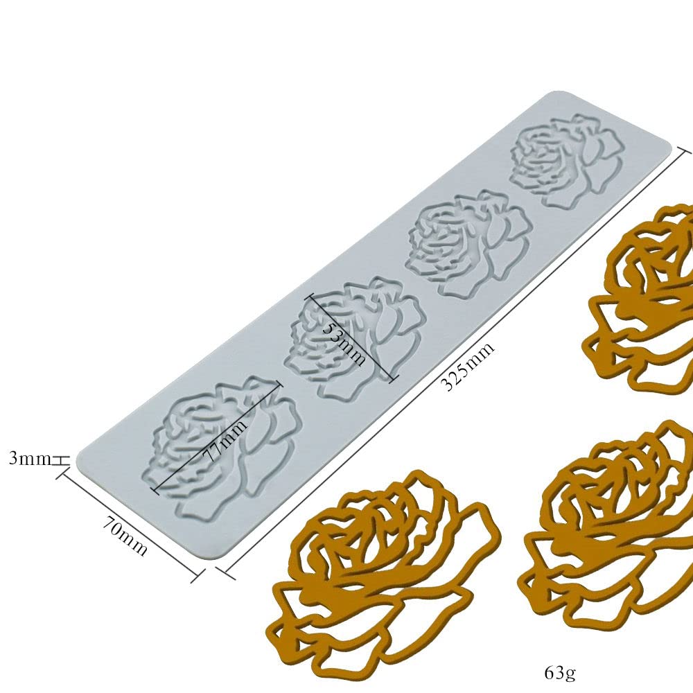 Tuke 3D Leaves Silicone Molds Flower Cake Fondant Mat Bee Leaf Pastry Moulds Rose Impression Chocolate Hollow Lace Mold (Rose_13
