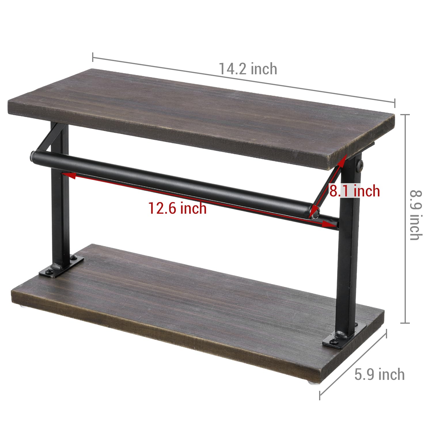 MyGift Rustic Burnt Wood Kitchen Countertop Paper Towel Holder & Condiment Shelf Rack, Metal Dispenser, Model KIT2930DKBRN