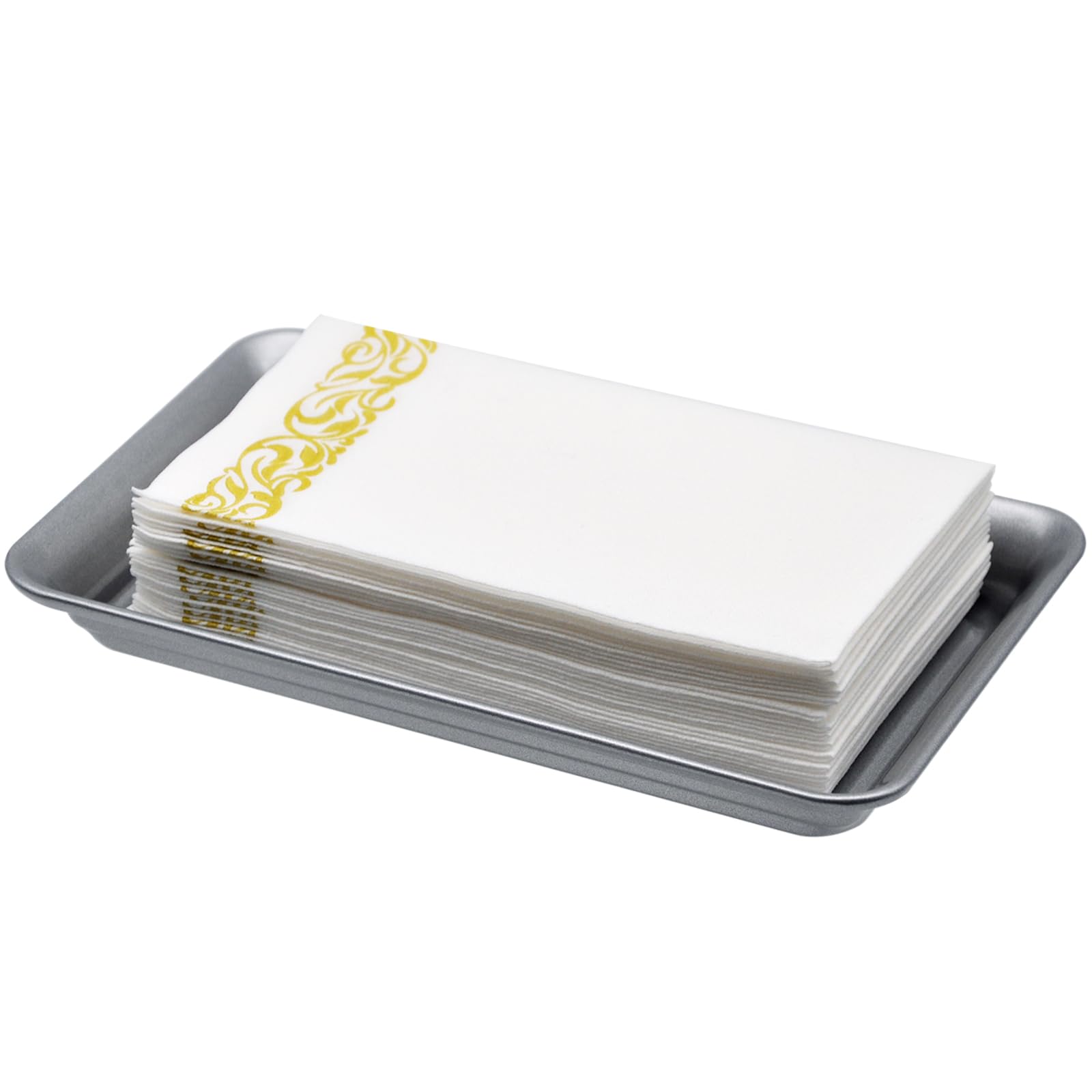 Vintage Farmhouse Decor Metal Vanity Tray (1 Pack),Countertop Guest Hand Towel Storage Organizer Tray Dispenser, Sturdy Holder f