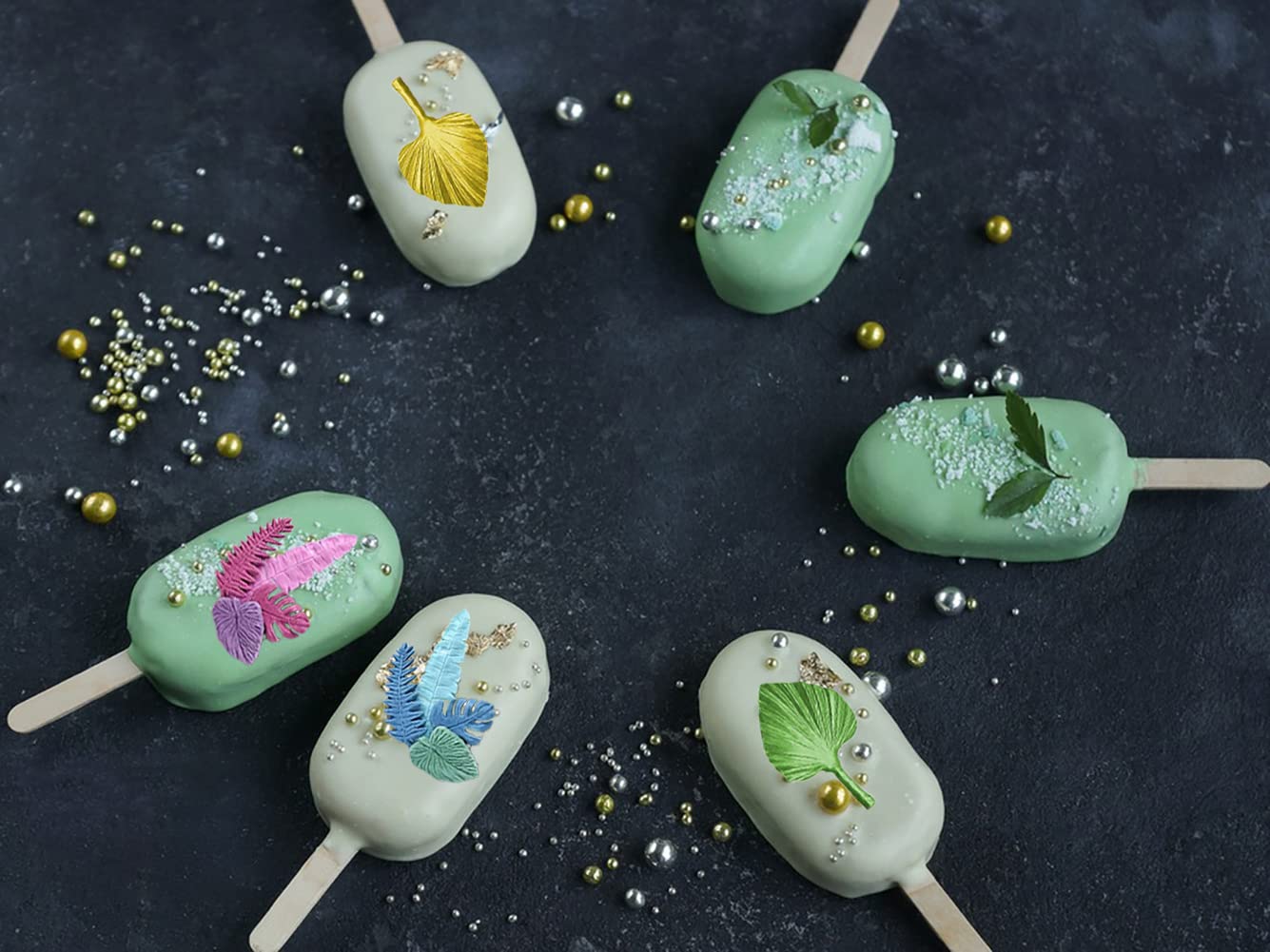 3 Pack Fan Leaf Silicone Mold, Tropical Leaves Mold Fan Palm Leaf Mold Monstera Leaf Chocolate Fondant Mold For Chocolate Candy