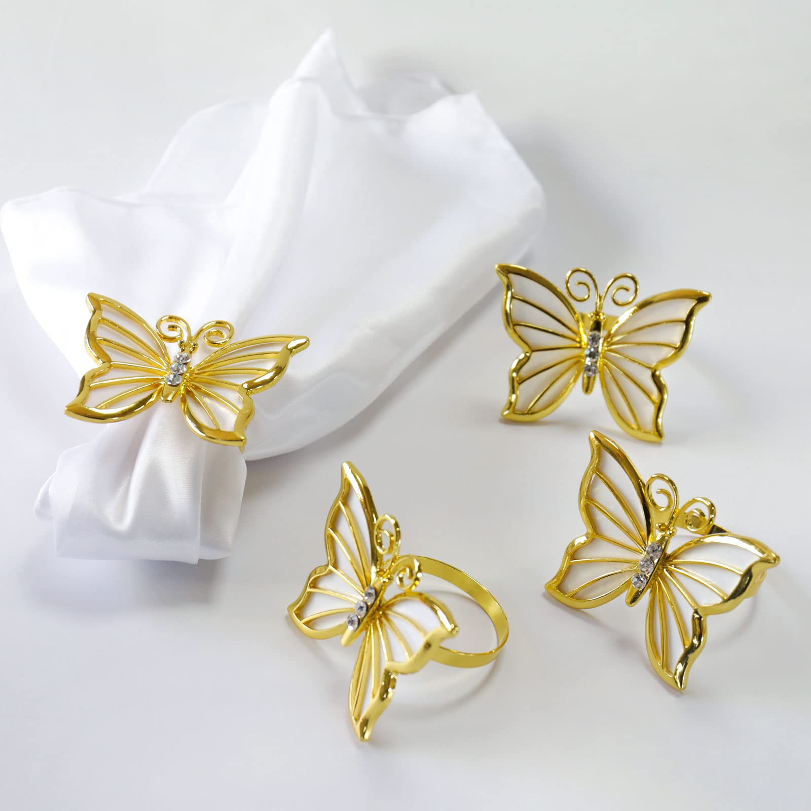 Getfitsoo Butterfly Napkin Ring Set Of 6, Metal Napkin Rings Dinner Napkin Holder For Wedding Birthday Valentine'S Day Christmas