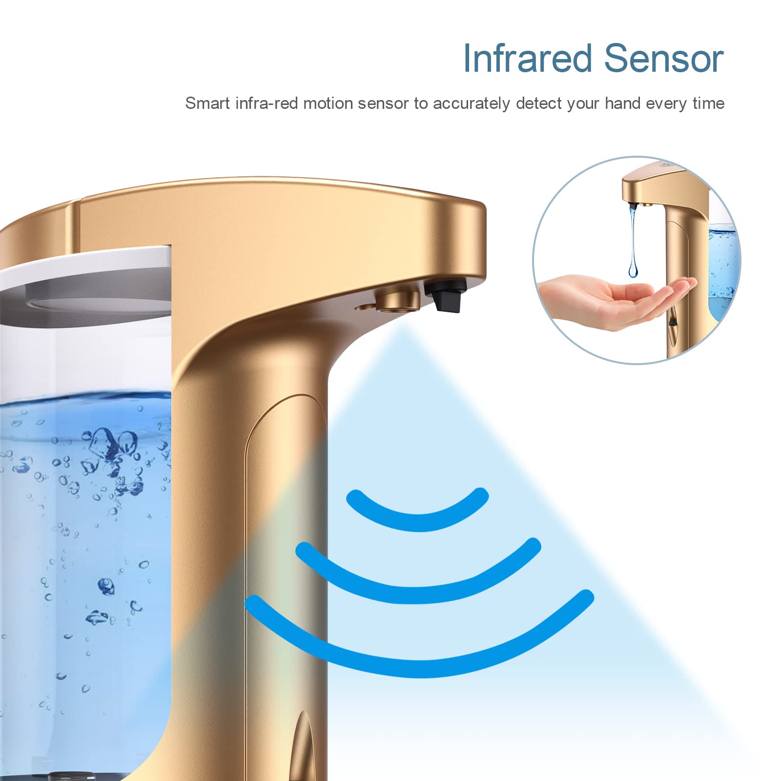 Ankilo 12.5Oz Automatic Liquid Soap Dispenser, Touch-Free Battery Operated Adjustable Volume Premium Soap Dispenser For Kitchen