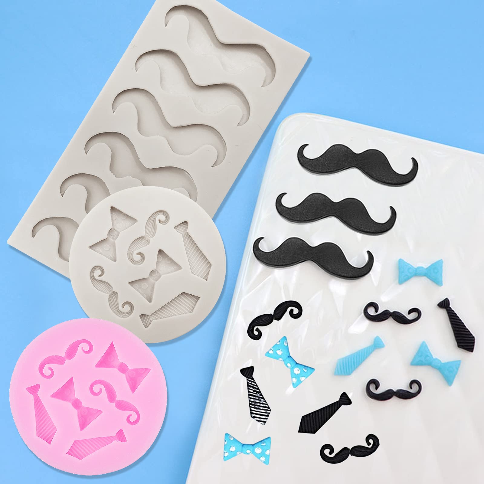 Set Of 5, Mini Bow Ties Beard Silicone Mold, Findtop Candy Chocolate Fondant Mold, Mini Mustache Tie Bow Cake Beard Fondant Mold