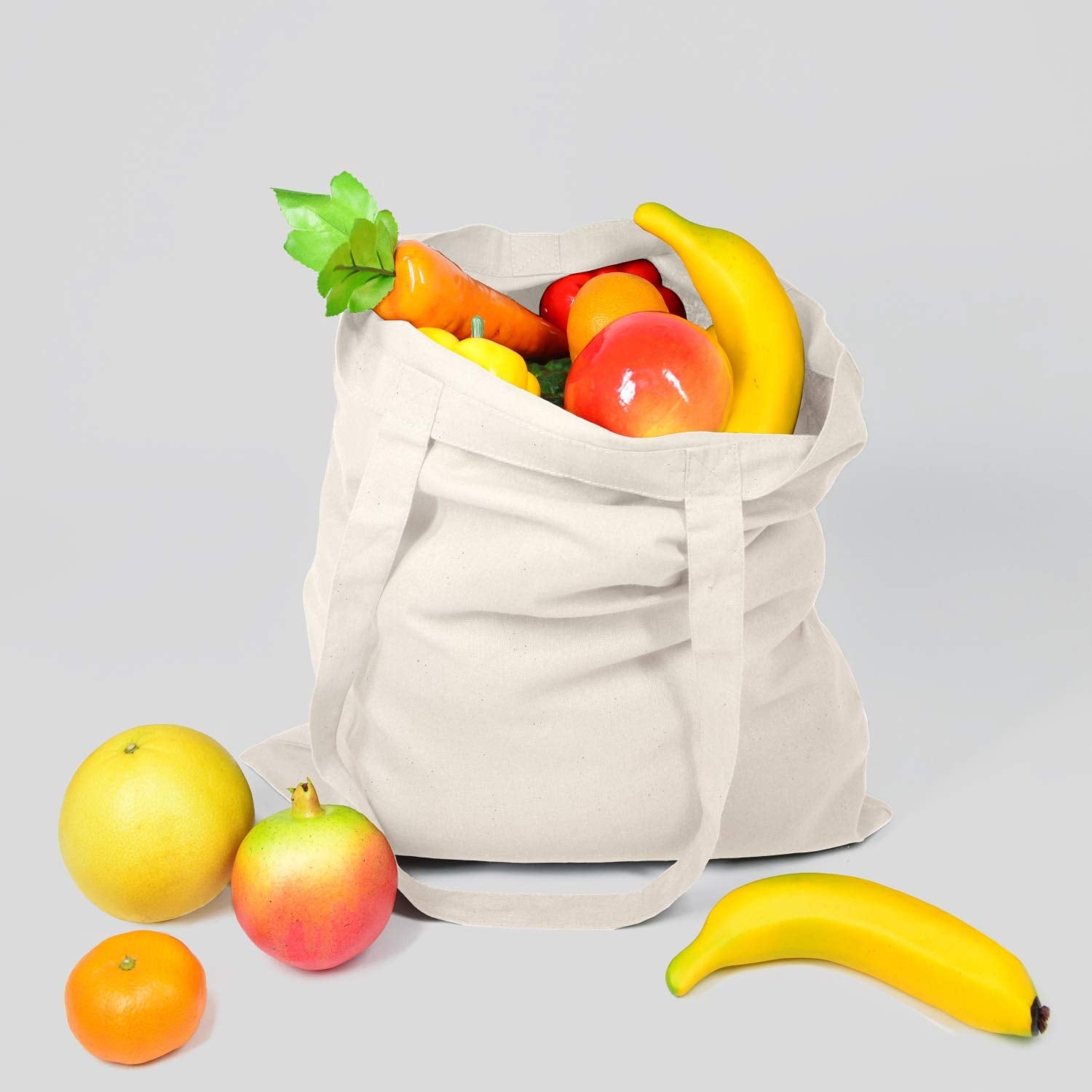 Npbag 5  15  25  50 Pack 15 X 16 Natural Cotton Tote Bags, Lightweight Blank Bulk Cloth Bags With 1Pc Of Ptfe Teflon Sheet (15-P