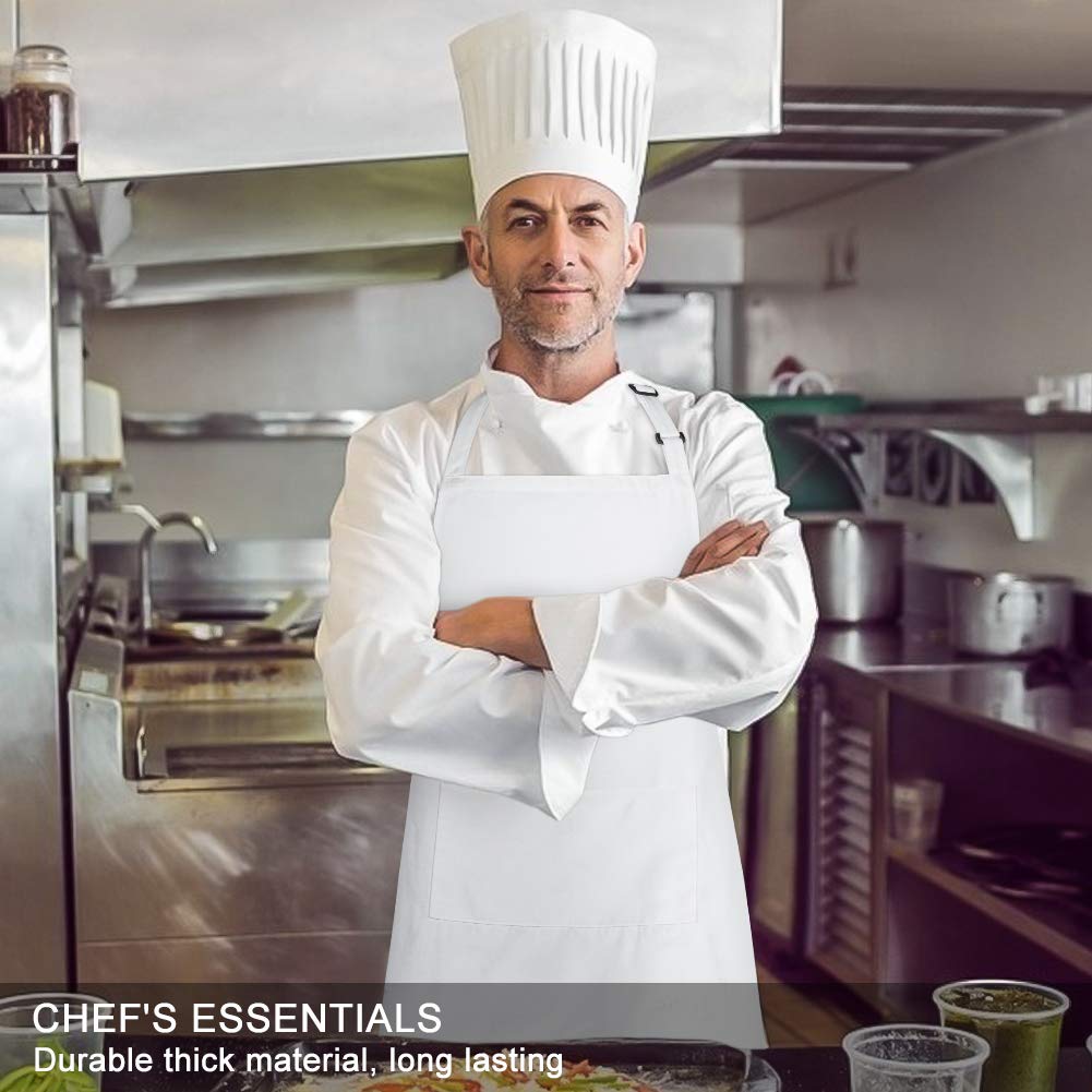 Jubatus 2 Pack Bib Aprons With 2 Pockets Cooking Chef Kitchen Apron For Women Men, White