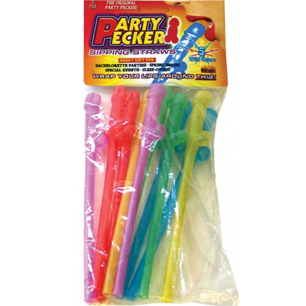 Party Pecker Straws 10Pk - 5 Asst Colors