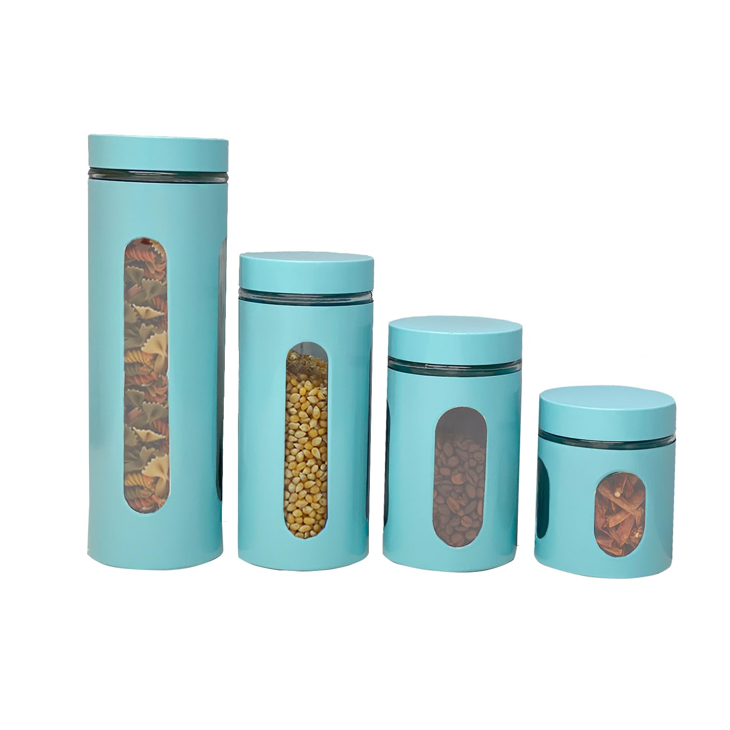 Kitchen Canisters Set For Countertop By Home Basics | RetroStyled Canisters For Kitchen Counter | Stainless Steel and Glass, Se