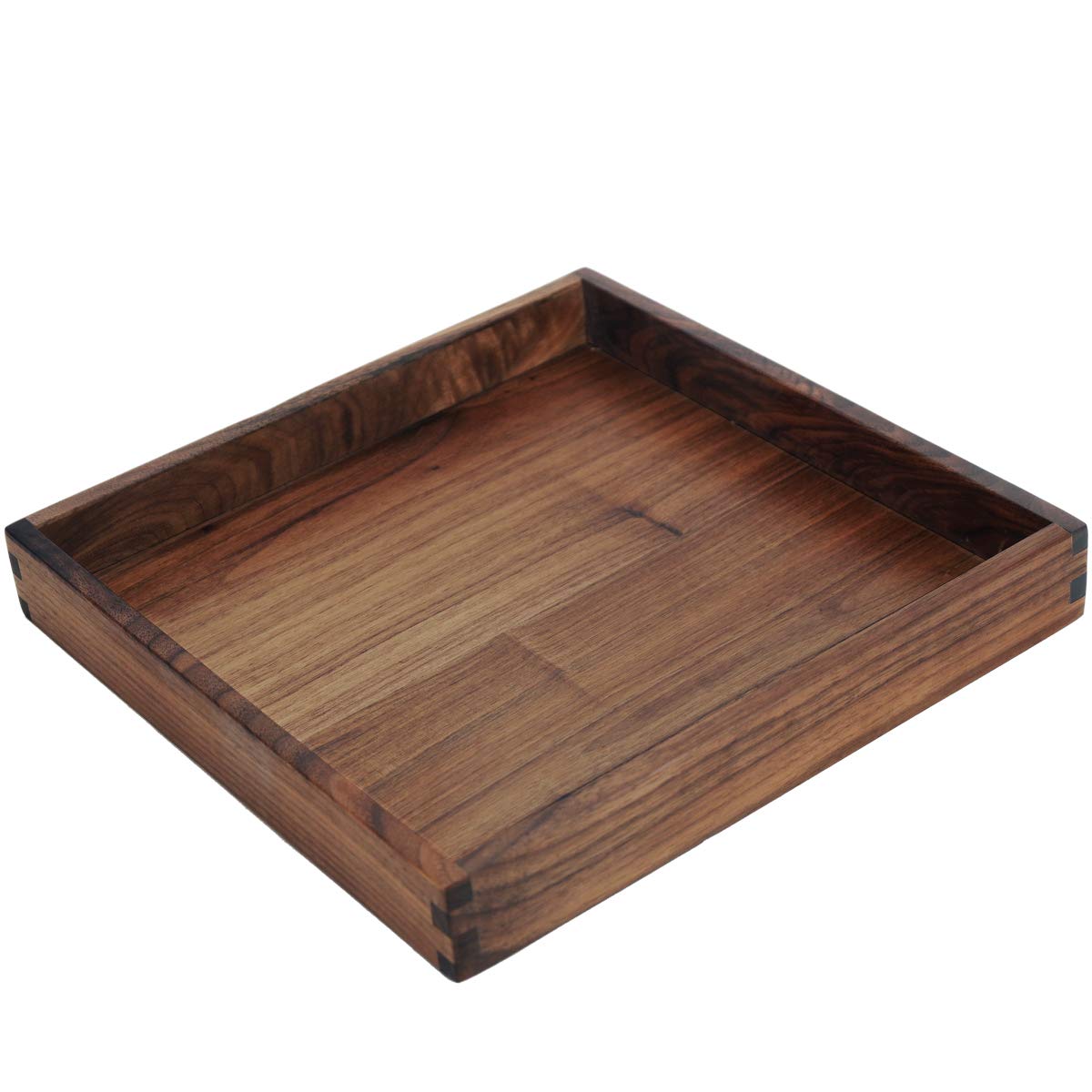 Magigo 12 X 12 Inches Small Square Black Walnut Wood Ottoman Tray, Serve Tea, Coffee Or Breakfast In Bed, Classic Wooden Decorat