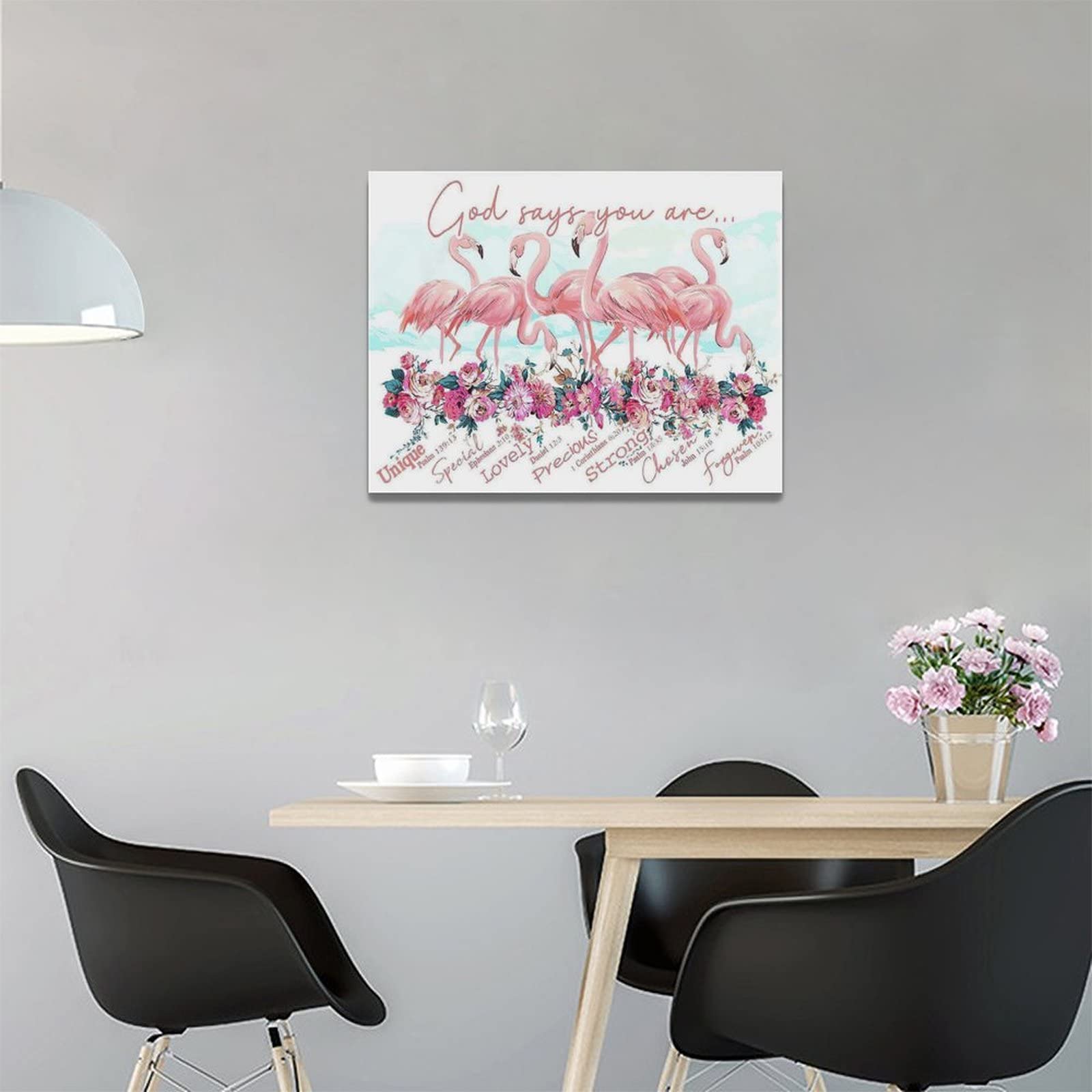 Pink Flamingo Wall Art Flamingo Bathroom Pictures Wall Decor Flamingo Canvas Painting Prints God Says You Are Inspirational Quot
