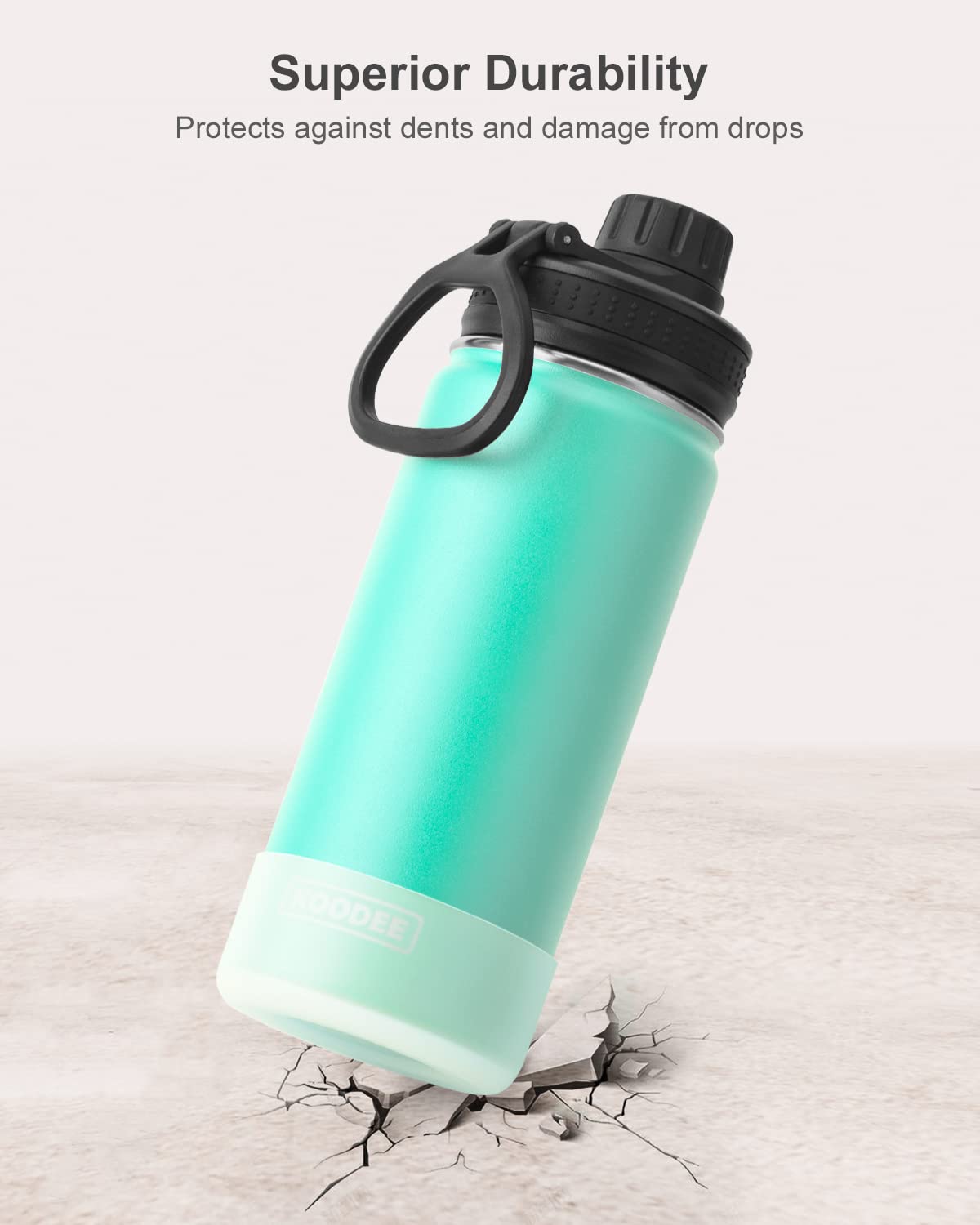 Koodee Water Bottle For School-16 Oz Stainless Steel Triple Wall Vacuum Insulated Water Bottle For Girls, Wide Mouth Bottle With