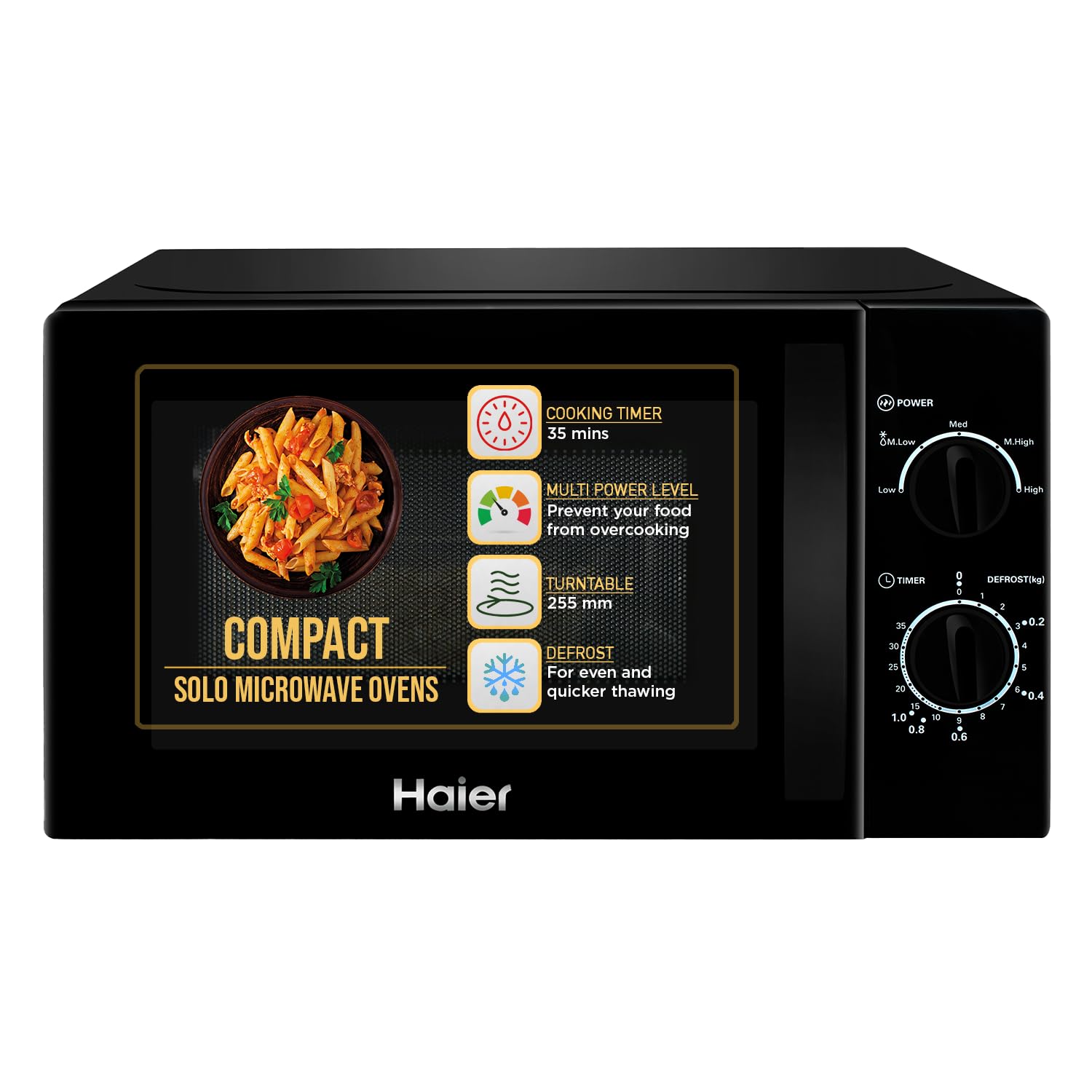 Haier 20L Solo Microwave Oven (Hil2001Mwph, Black)