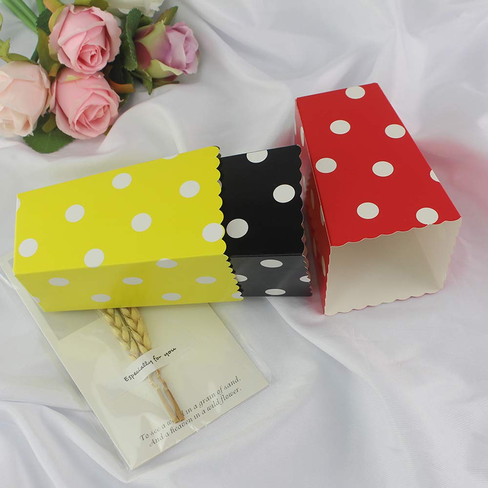 Red Black Yellow Paper Popcorn Boxes 36pcs  Cardboard Polka Dot Popcorn Containers for Party Favor (red Black Yellow  36pcs)