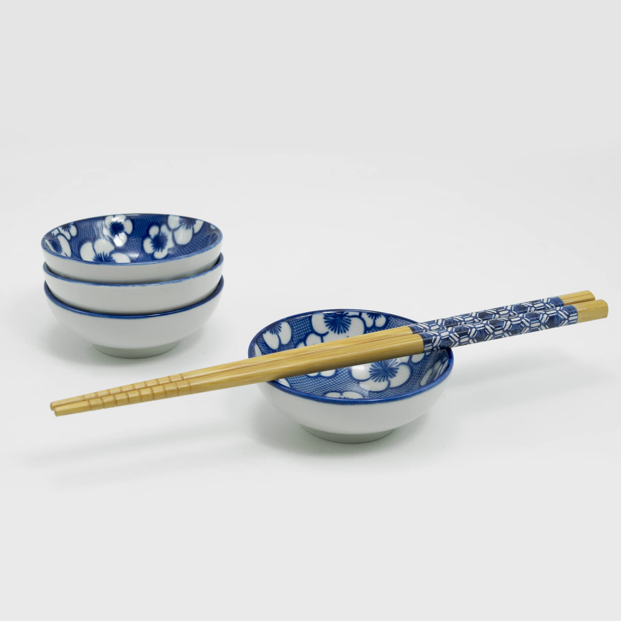 13 Pc Multicolored Bamboo Chopstick Set W/ Sauce Dishes