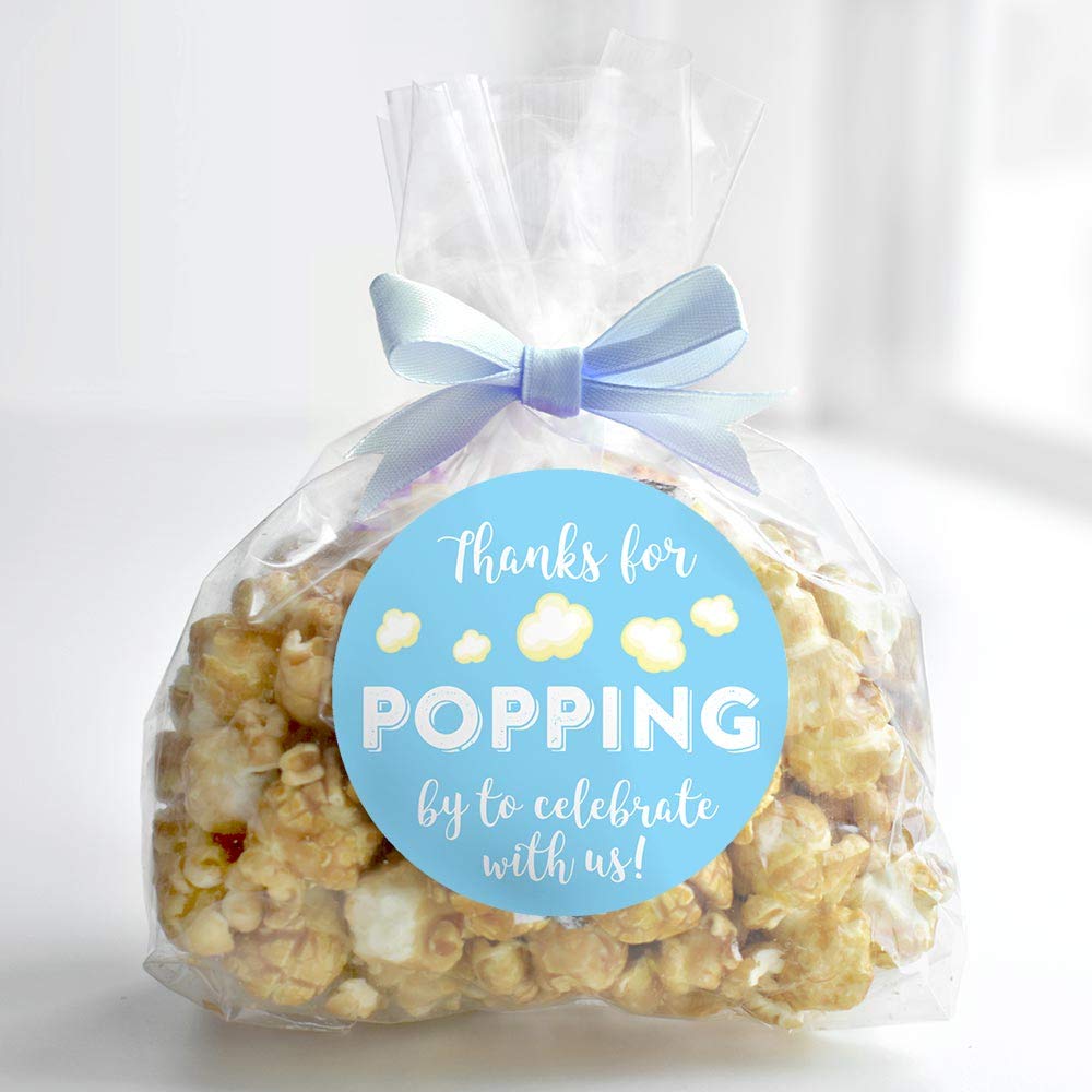 1.9 Inch Thanks For Popping By Wedding Stickers Set Of 60 (Light Blue)