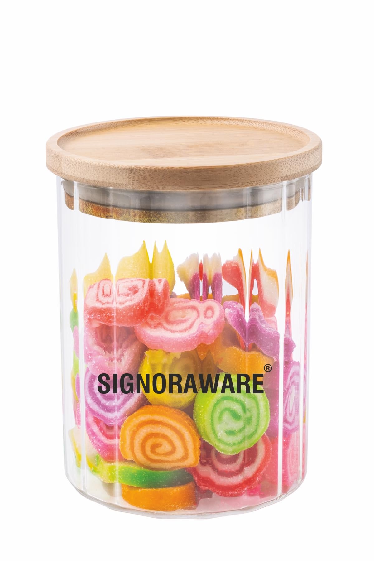 Signoraware Trison Round Jar 750Ml With Bamboo Lid|Brorosilicate Glass|Airtight Food Jars|Microwave Freezer Safe|Wide Mouth Jar|