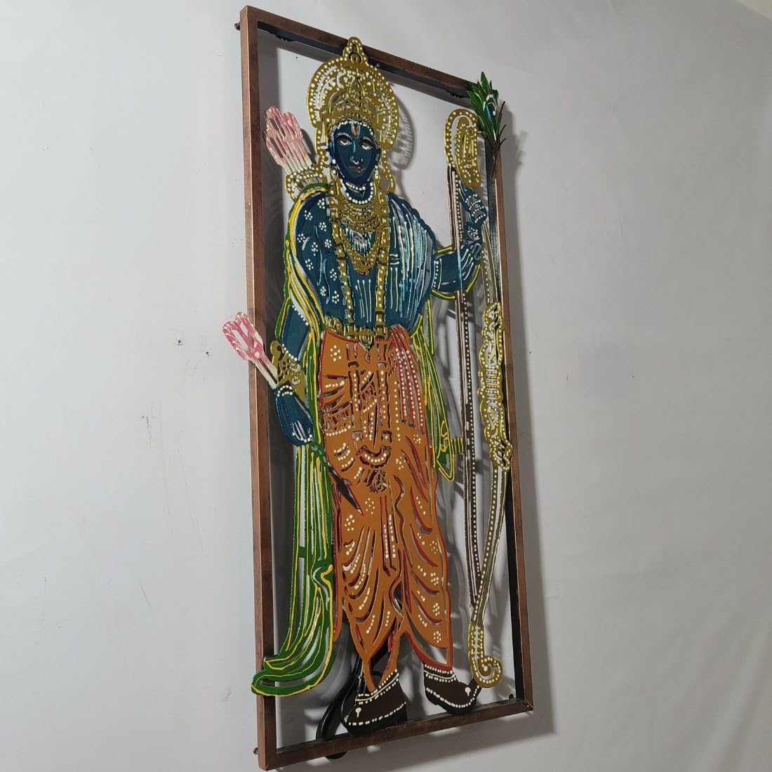 HANSART Shri Ram Wall Art Frame with LED, Ramji Metal Wall Decor, Divine Presence for Home or Office (15 x 30 Inches)