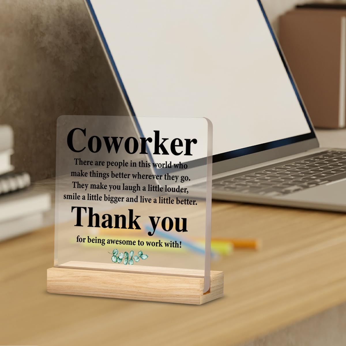Thank You Gifts for Colleagues Coworkers Employee Work Besite, Appreciation Gifts for Colleagues Clear Desk Decorative Sign Offi