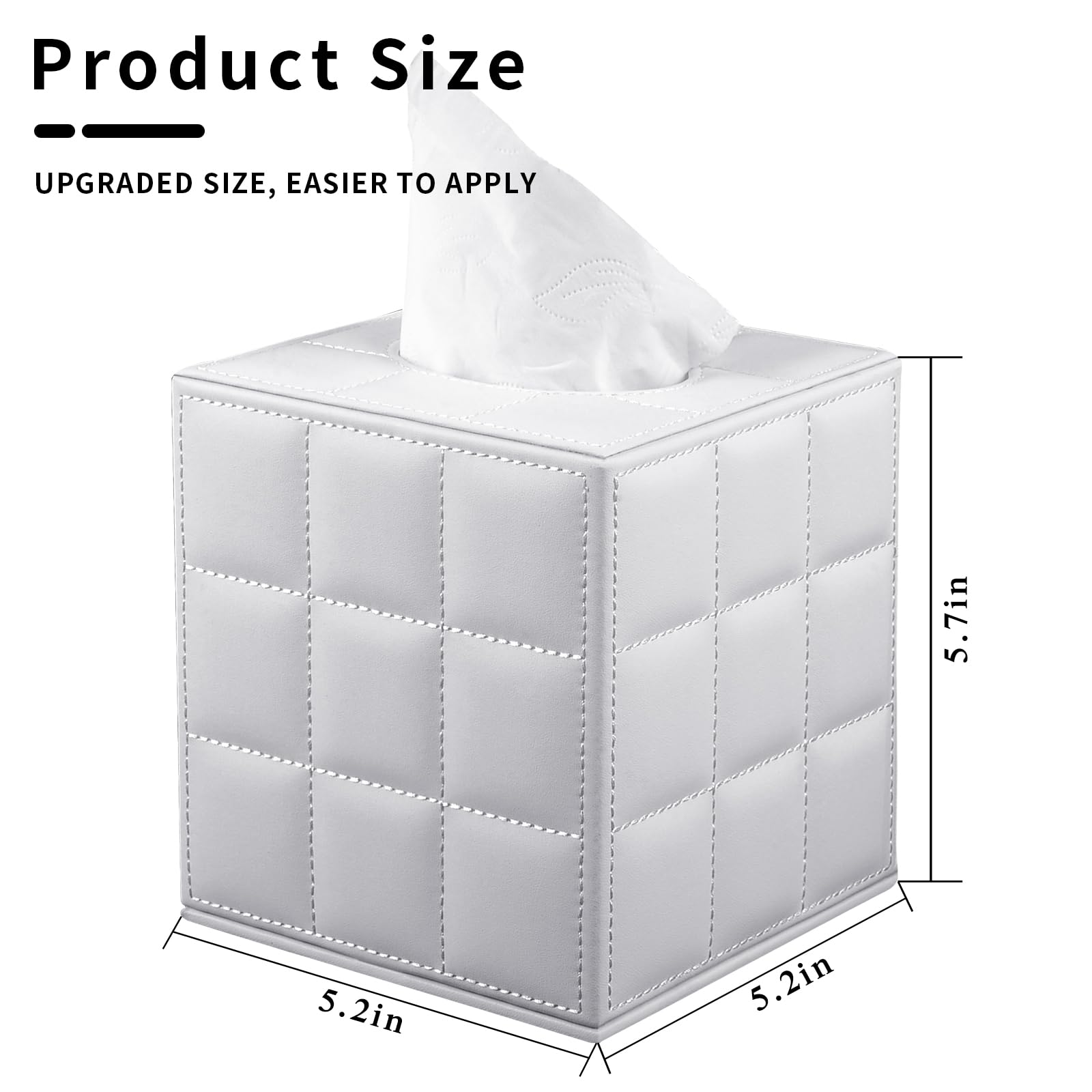 Rhcsz Tissue Box Cover Square,Stylish Pu Leather Tissue Box Holder For Dresser Bathroom,Facial Tissue Holder With Magnetic Botto