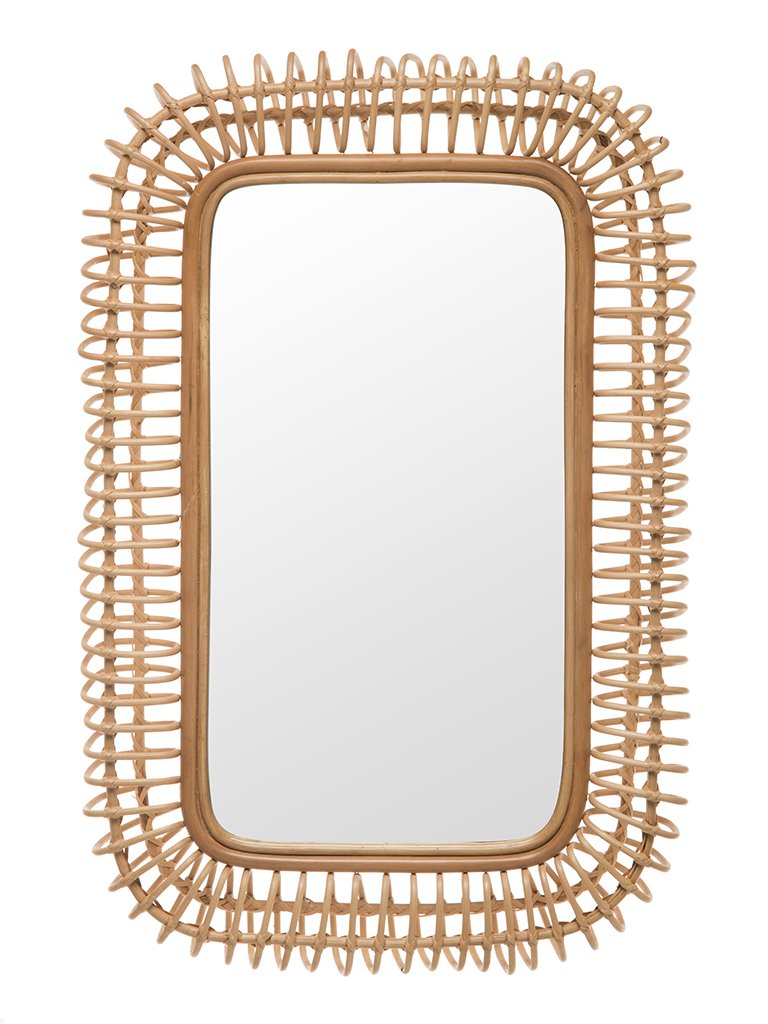 Kouboo 1040156 Rattan Coiled Rectangular Wall Mirror, Natural, Brown