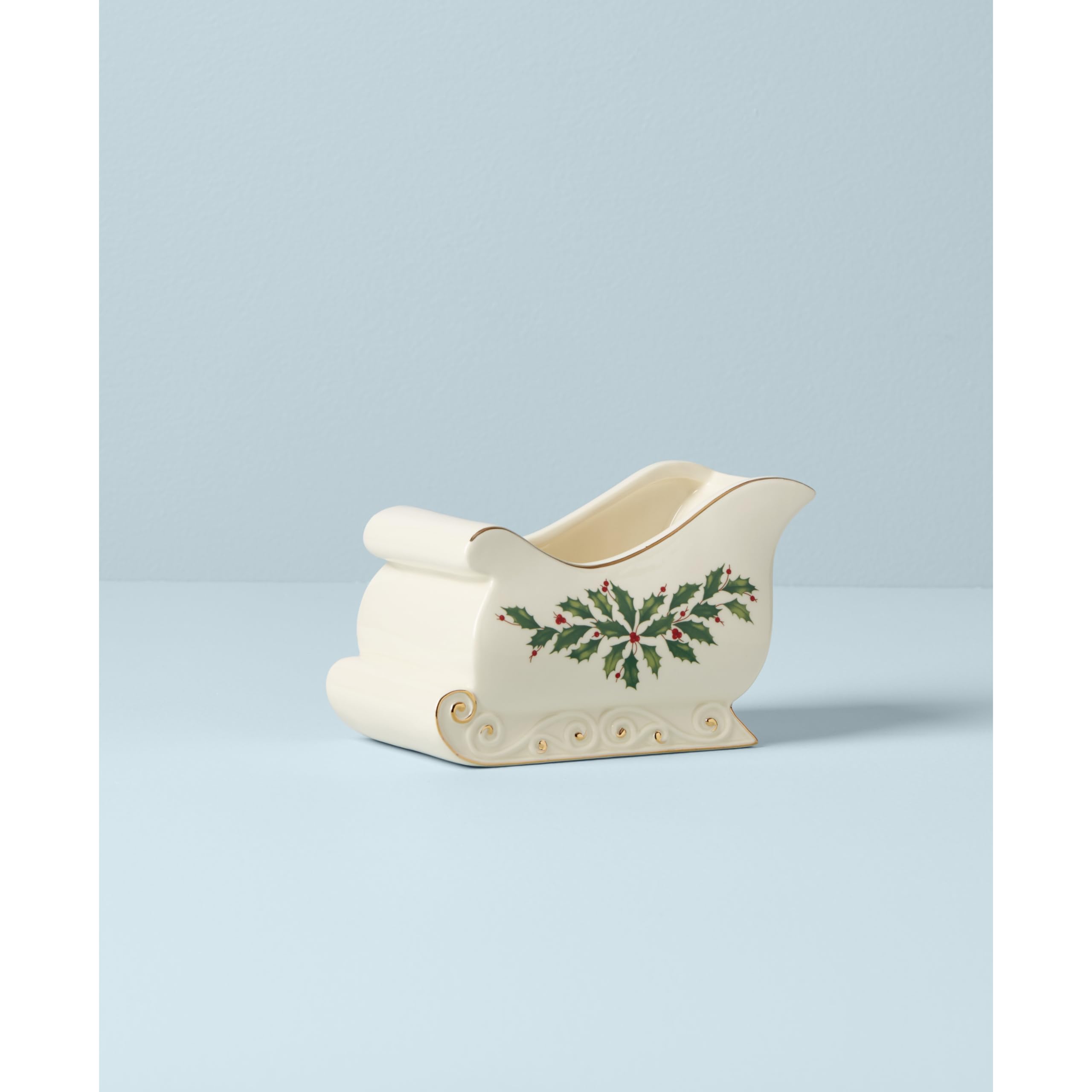 Lenox Holiday Sleigh Candy Dish, 1.40 Lb, Red & Green