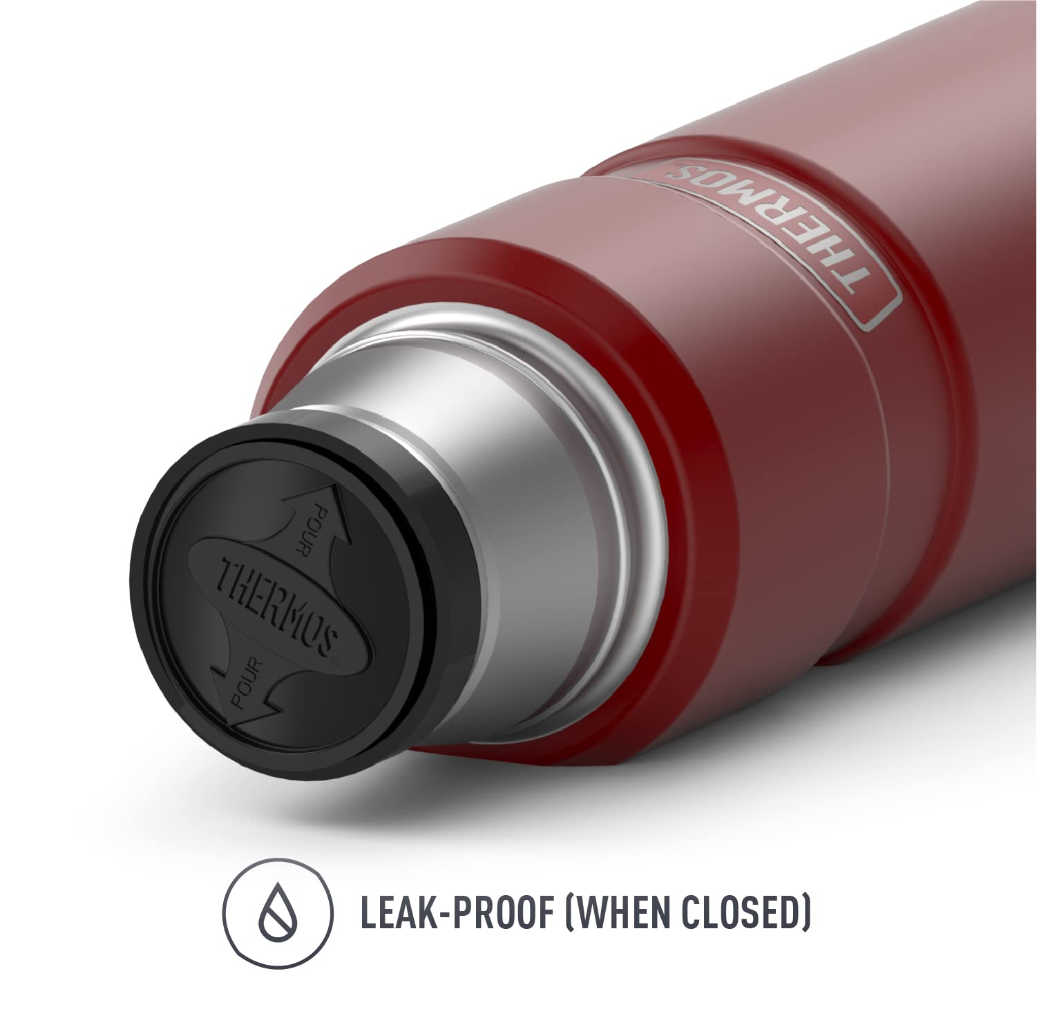 Thermos Stainless King Vacuum-Insulated Compact Bottle, 16 Ounce, Rustic Red