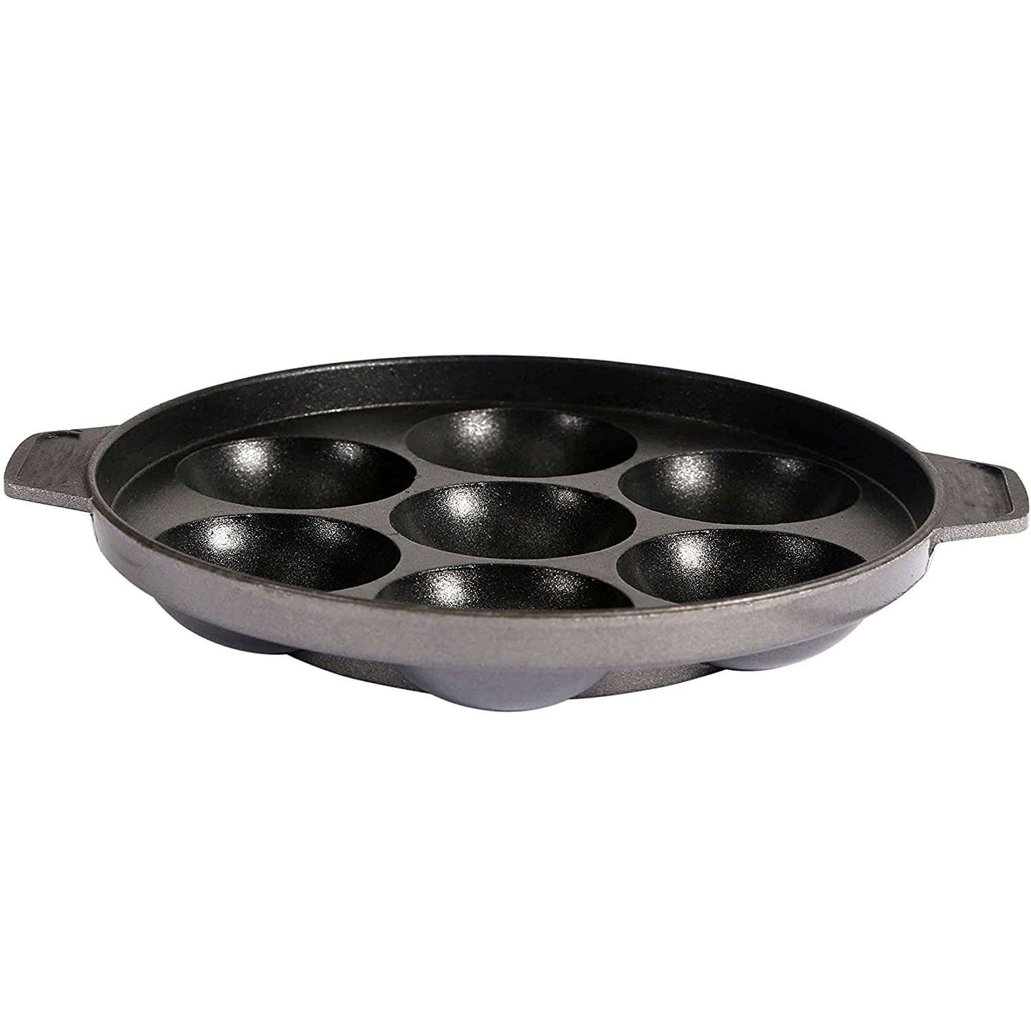 G & D Non Stick Appam Pan with Stainless Steel Lid - 7 Pits, Multicolor, Aluminum, Model DC0474, 6.5x6x1.5 Inch