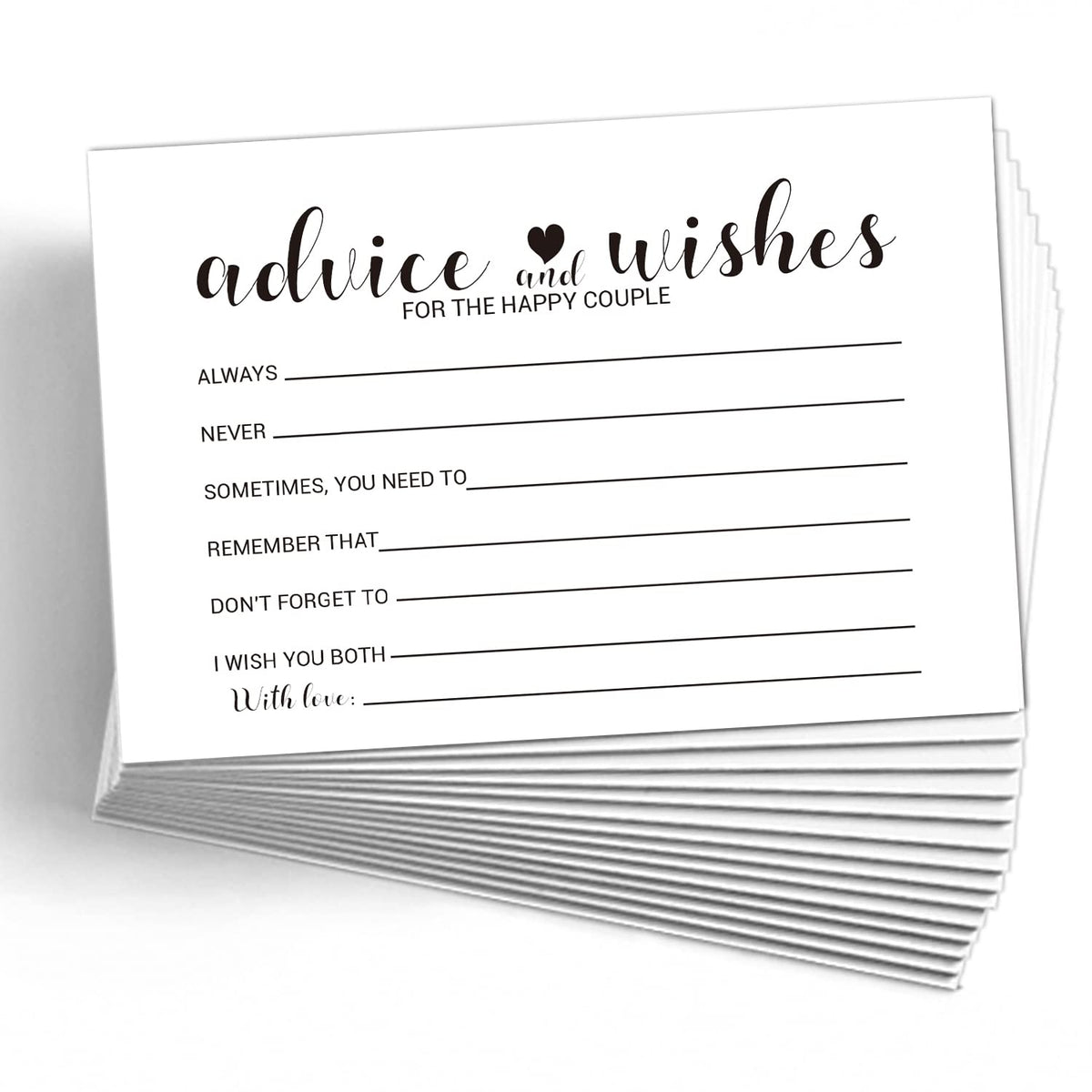 Krucvojo Advice And Wishes Cards-Set Of 50 Wedding Advice Cards For The Happy Couple, The New Mr And Mrs, Bride And Groom, Newly