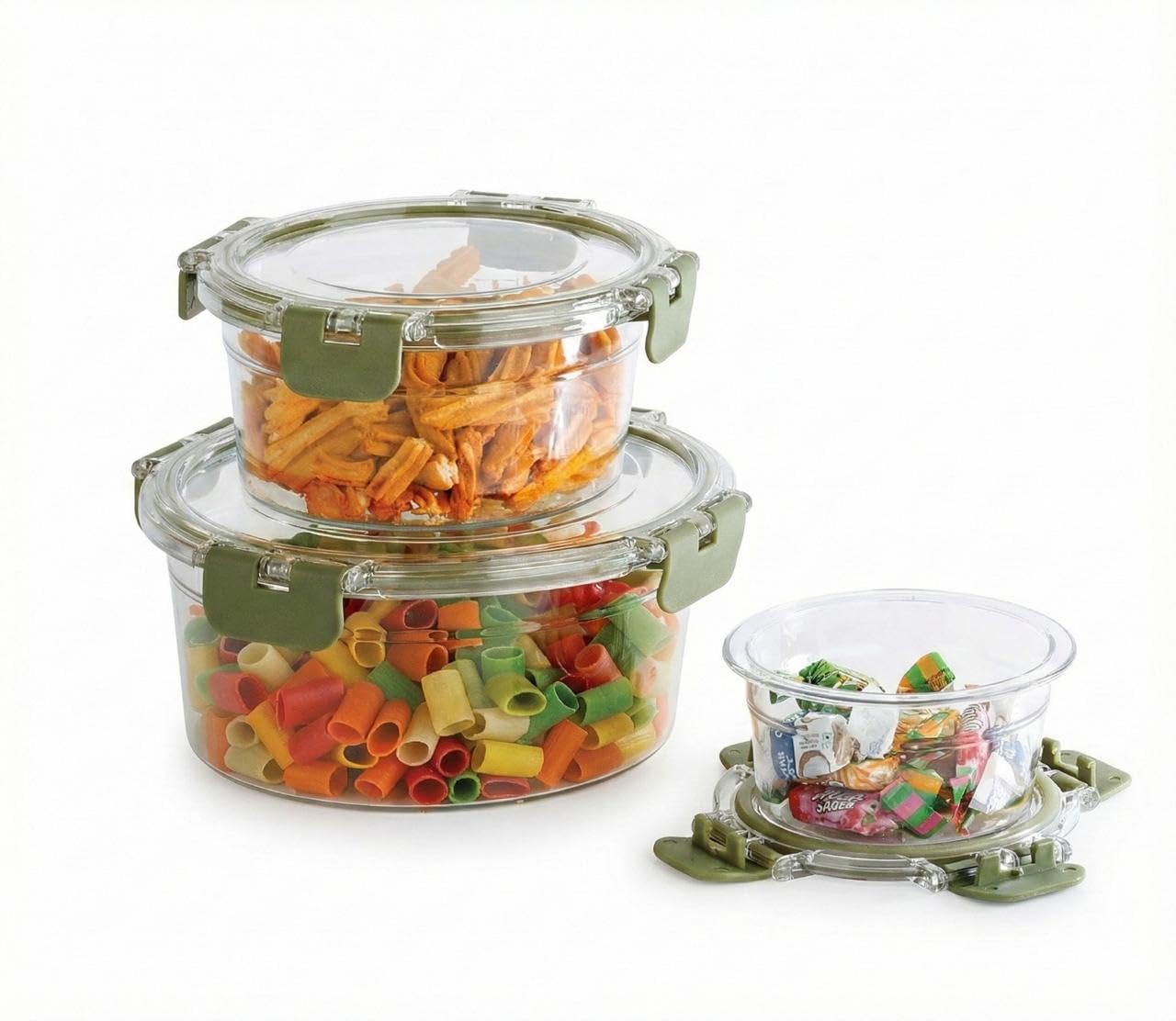 Vaigar Plastic Air Tight Kitchen Containers Set Of 3, LeakProof & Microwave Safe, Food Grade Storage Containers For Kitchen Sto