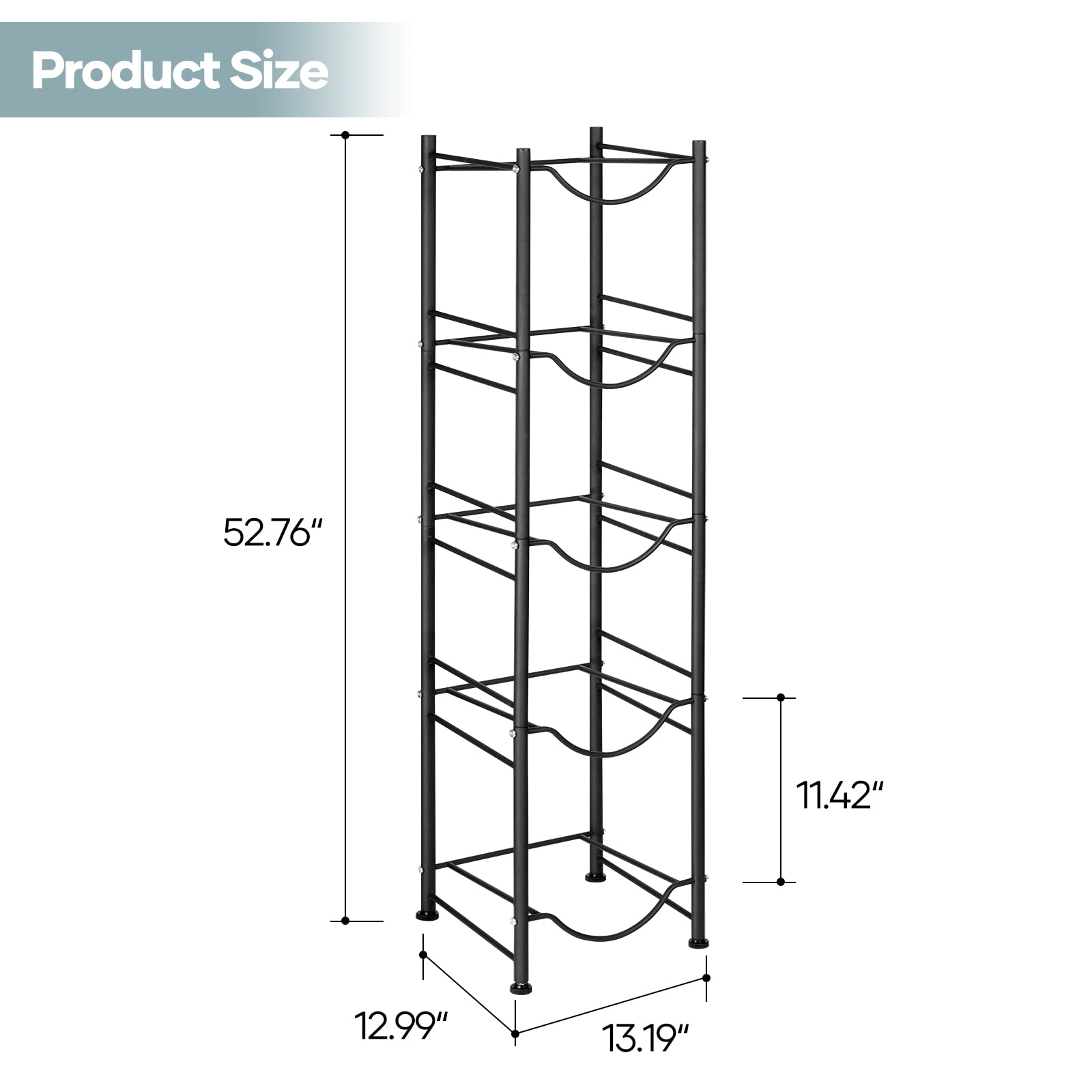 MOOACE 5-Tier Water Jug Rack  5 Gallon Detachable Water Bottle Holder Organizer Storage Rack  Black