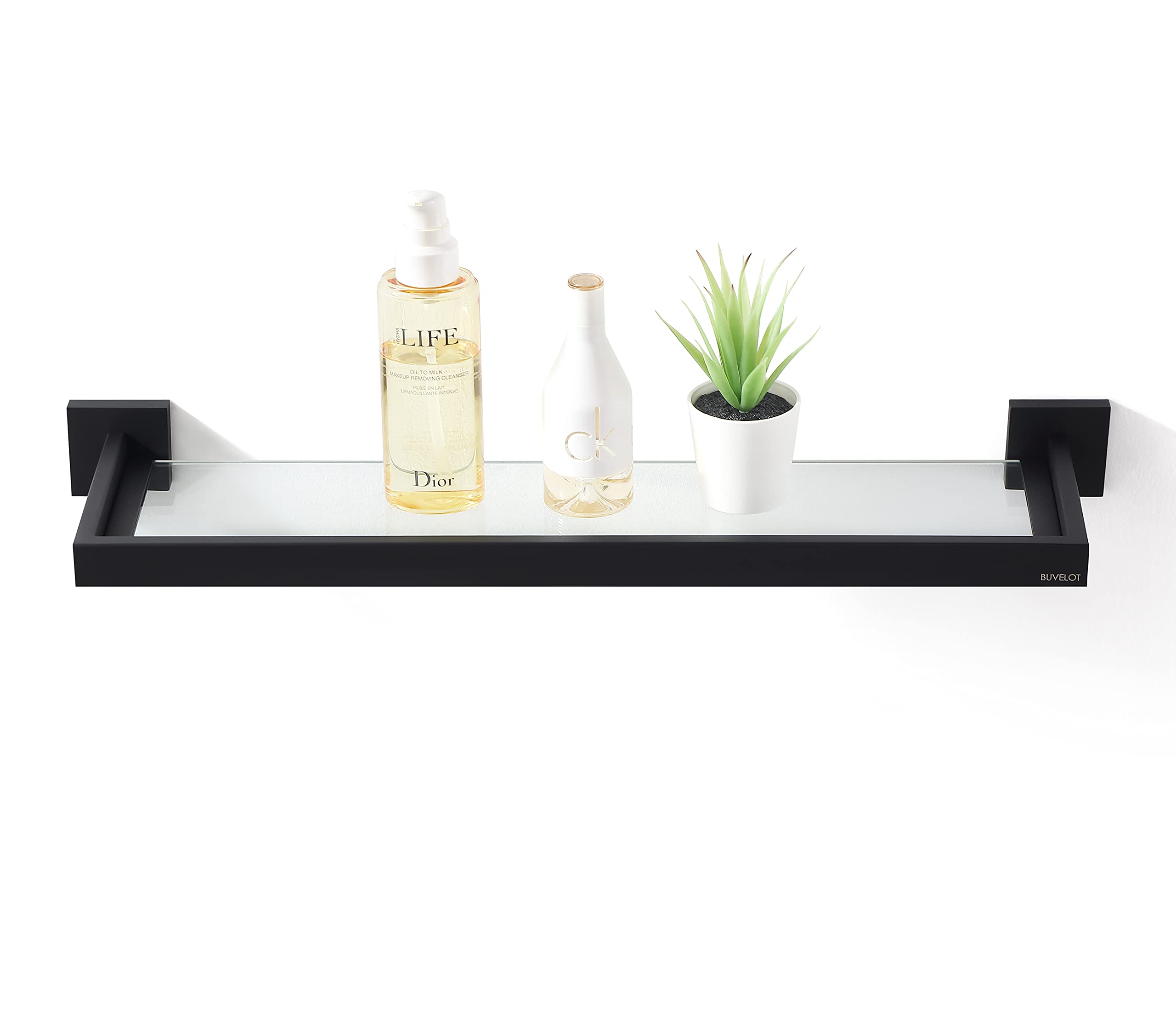 Buvelot Bathroom Shelf, Glass Shelf For Bathroom, 22.32 Inch Large, 8Mm Extra Thick Tempered Glass Shelves Wall Mounted, Square