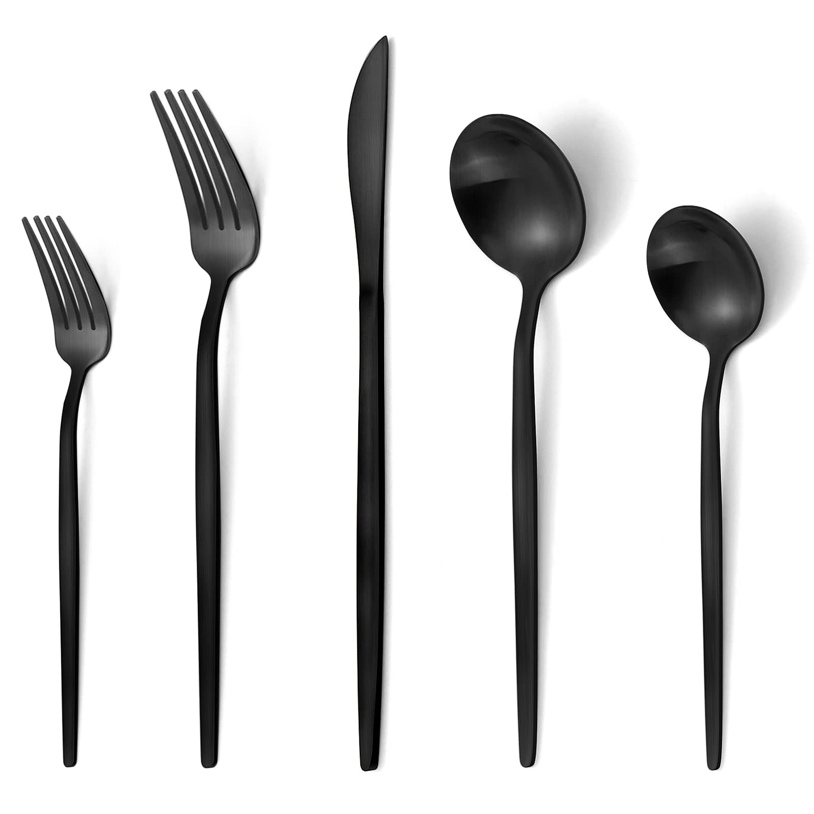 Matte Black Silverware Set, Vanvro 20-Piece Stainless Steel Flatware Set, Satin Finish Tableware Cutlery Set, Service For 4, Hom