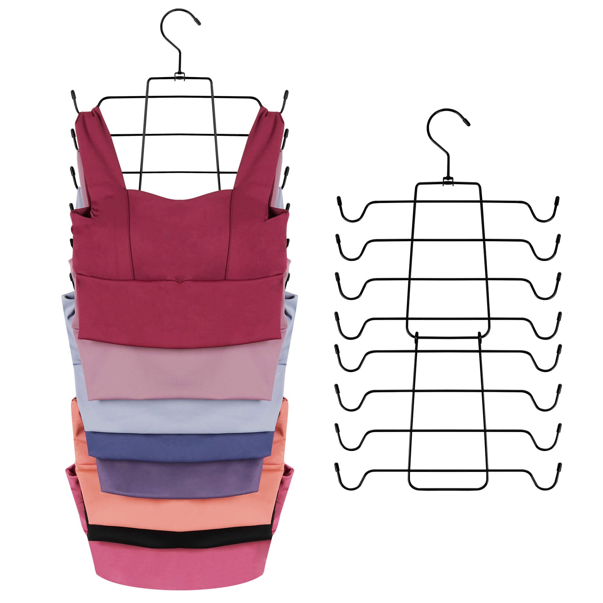 ZEDODIER Tank Top Hanger  2 Pack Space Saving Bra Hangers  Non-Slip Hanging Sport Bras Holder  Closet Organizers and Storage for Camisoles Tank Tops Bras Ties Swimsuits Strappy Dress  Black