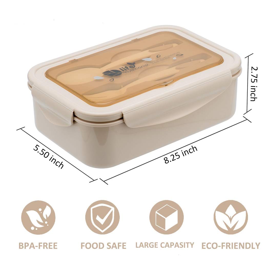 Lovina Bento Box For Adults And Kids - 1400Ml Portable, Lightweight, Easy To Carry Meal Holder With Spoon & Fork, Durable, Leak-