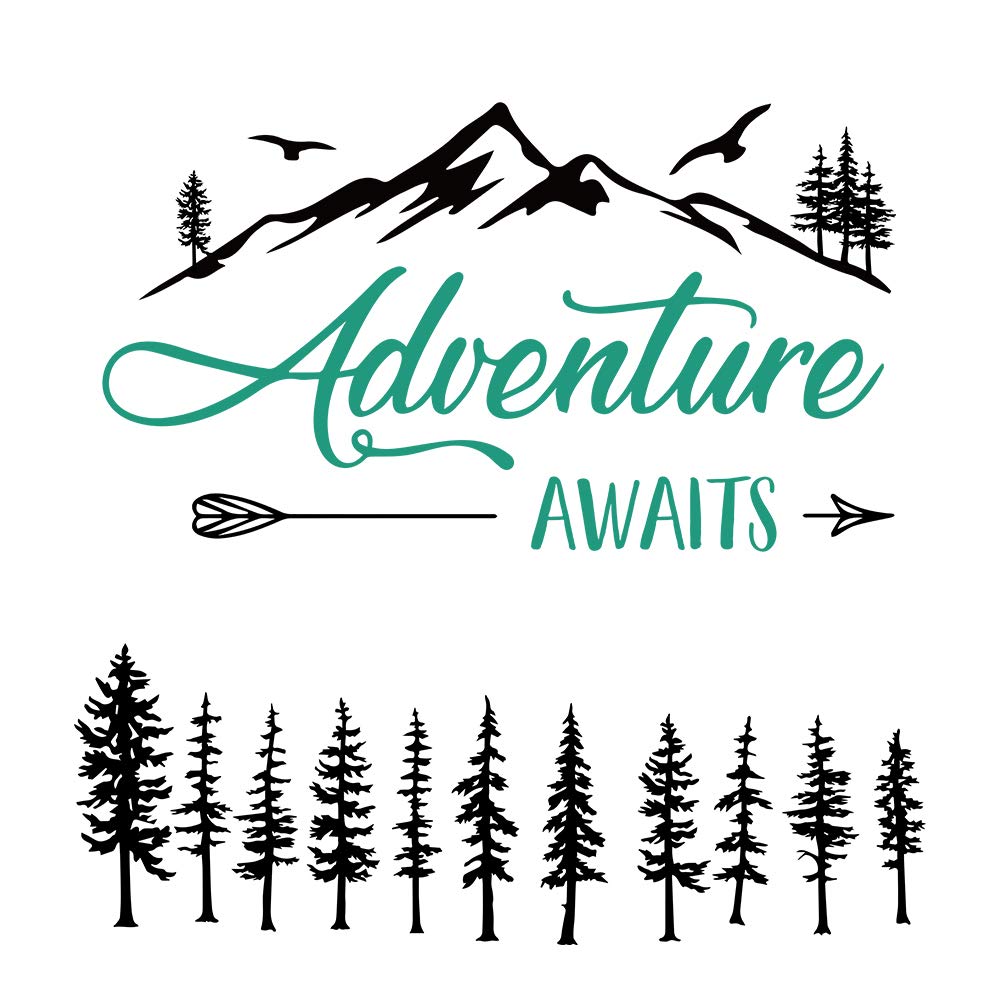 Funny Adventure Awaits Outdoors Hiking Camping Mountains Travel Vinyl Wall Art Decal Sticker, Family Home Decor Removable Vinyl,