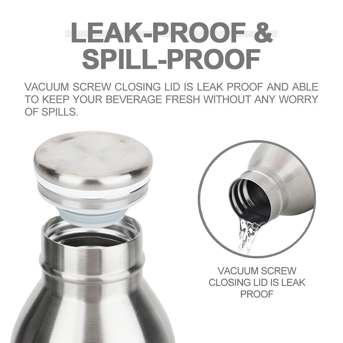 Life'S Easy 20 Oz Stainless Steel Water Bottle - Double Wall Vacuum Insulated Water Bottle - Leak Proof Insulated Thermal Bottle