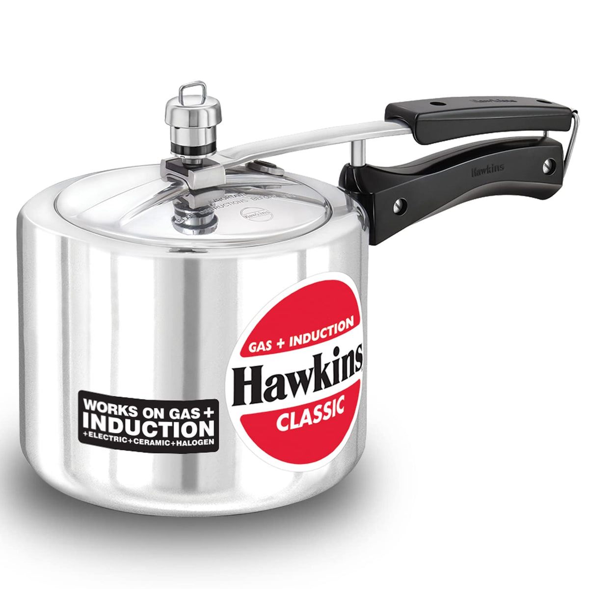 Howkins Induction Hawkins Aluminium 3 Litre Classic Pressure Cooker,Induction Inner Lid ...