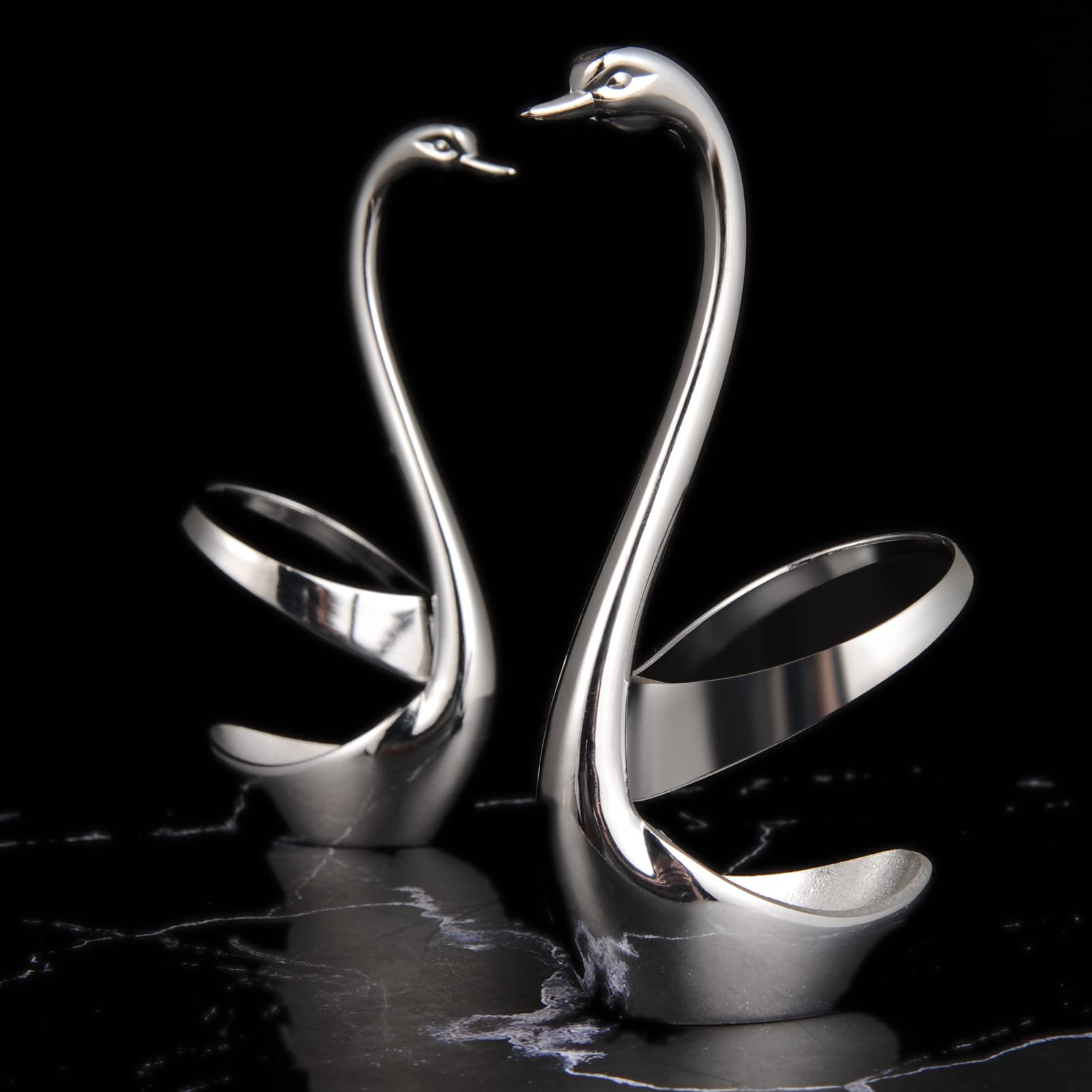 Ansaw Elegant Small Silver Swan Base Holder For Coffee Bar & Dining, Perfect For Wedding & Entertaining Table Decor