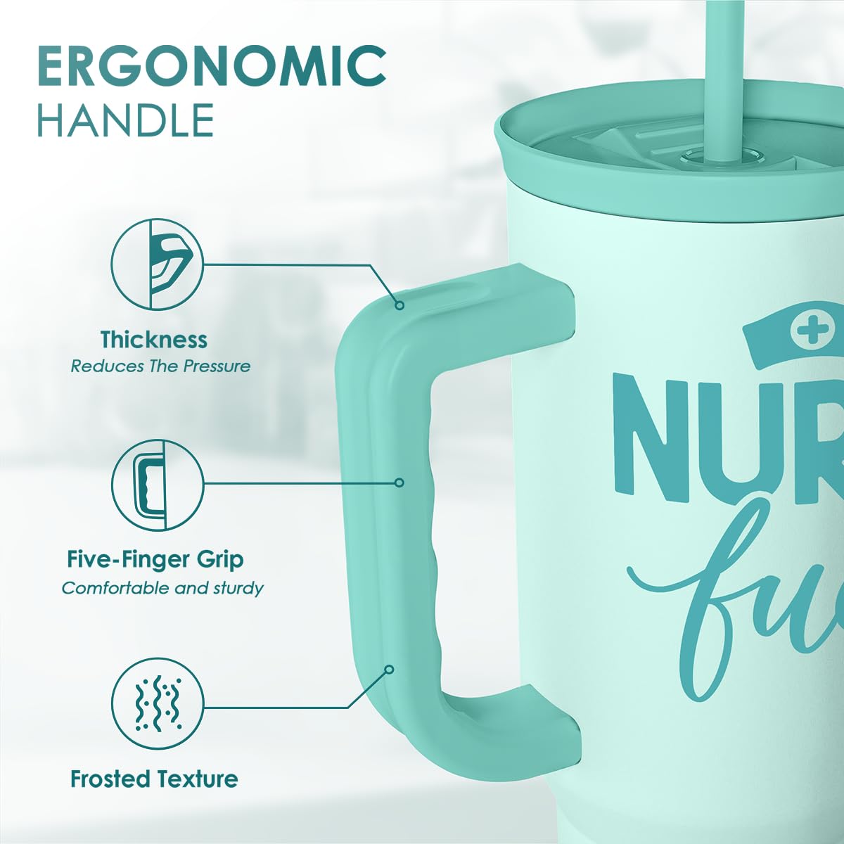 SANDJEST Nurse Gift Tumbler 40oz with Handle and Straw - Nurse Fuel Insulated Stainless Steel Travel Coffee Mug for Nursing Frie