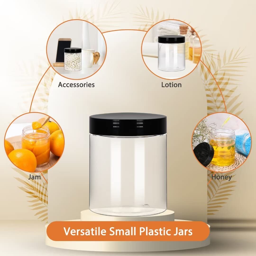 Jaisie.W 8Oz Plastic Jars With Lids 36Pack, 8Fl.Oz Plastic Containers With Lids- Clear Food-Grade Plastic Storage Containers Wit