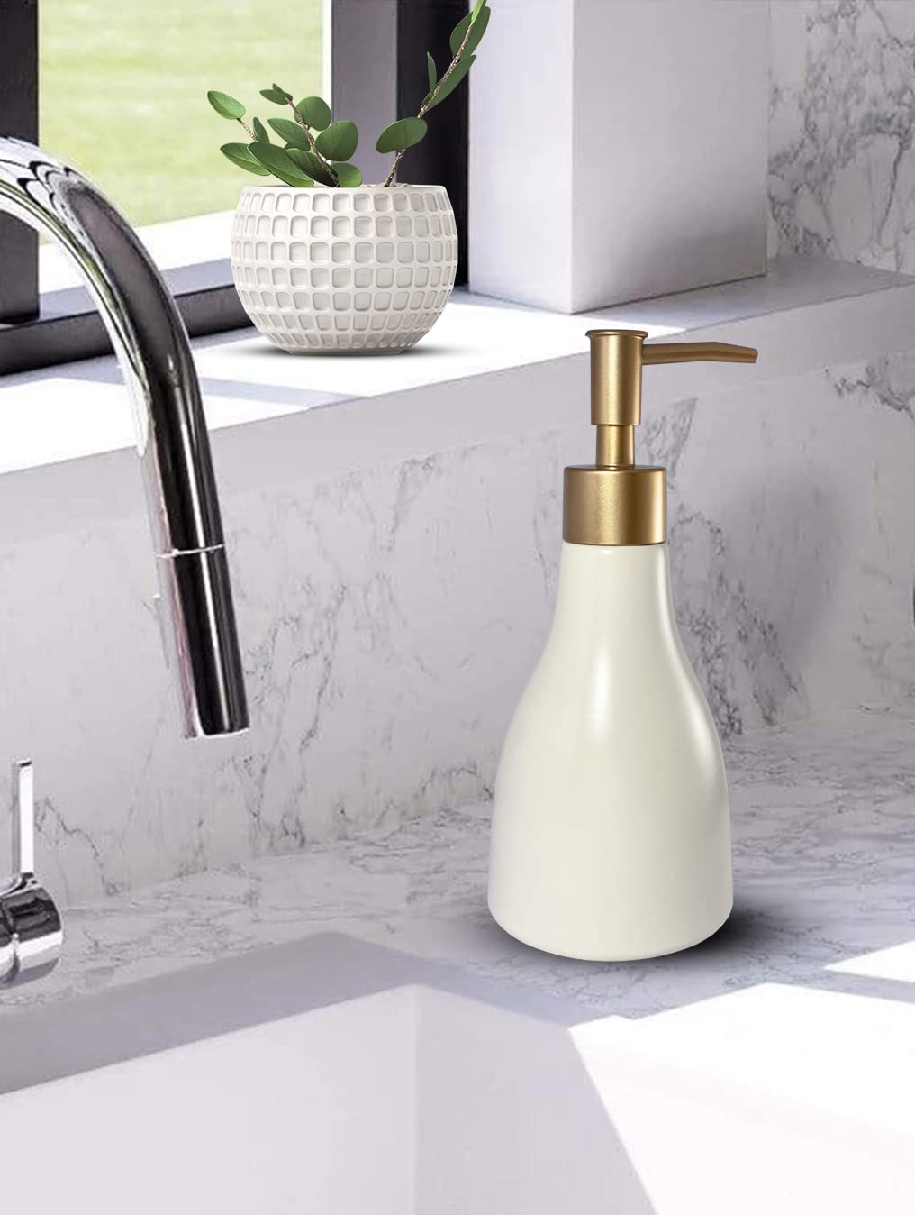 280Ml Liquid Soap Dispenser For Bathroom With Gold Pump,Dish Soap Dispenser For Kitchen,Refillable Countertop Lotion Dispenser,