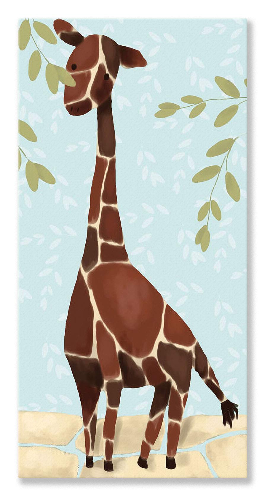 Oopsy Daisy Gillespie The Giraffe Blue Stretched Canvas Wall Art By Meghan O'Hara, 12 By 24-Inch