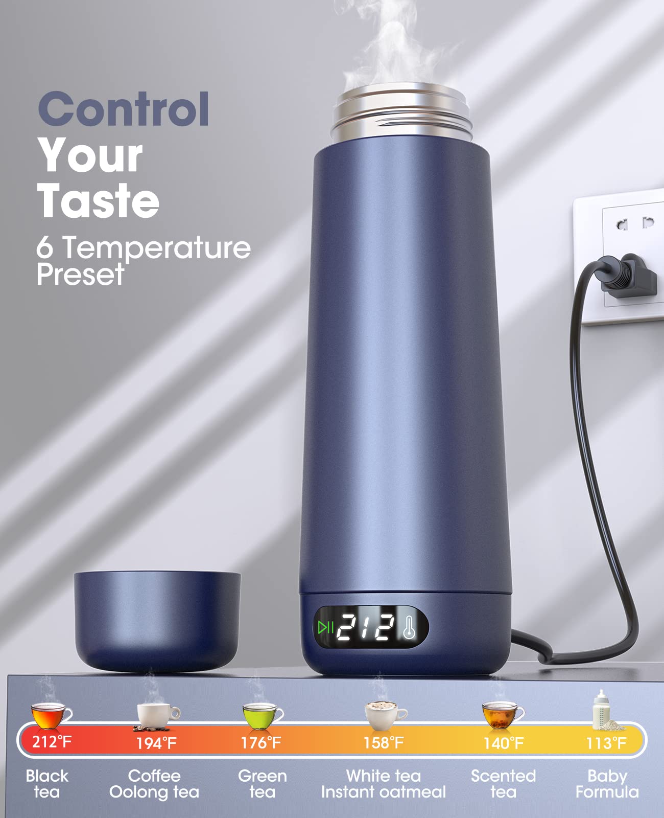 Travel Kettle, Dual Voltage Portable Electric Kettle 110V-220V-240V Smart Small Water Boiler For Tea & Coffee, 316 Stainless Ste